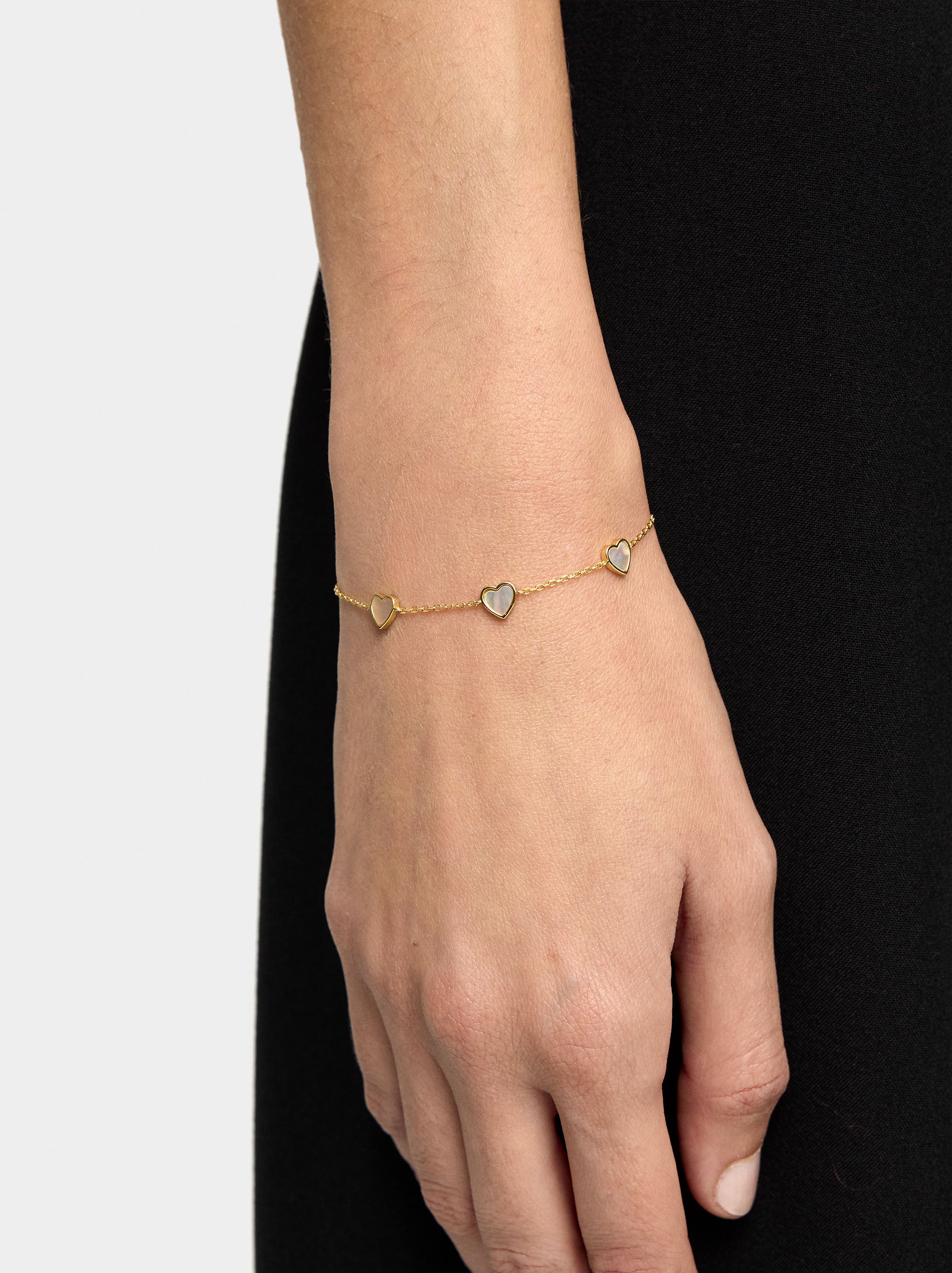 Pulsera Corazones De Perla De Agua Dulce - Plata De Ley 925