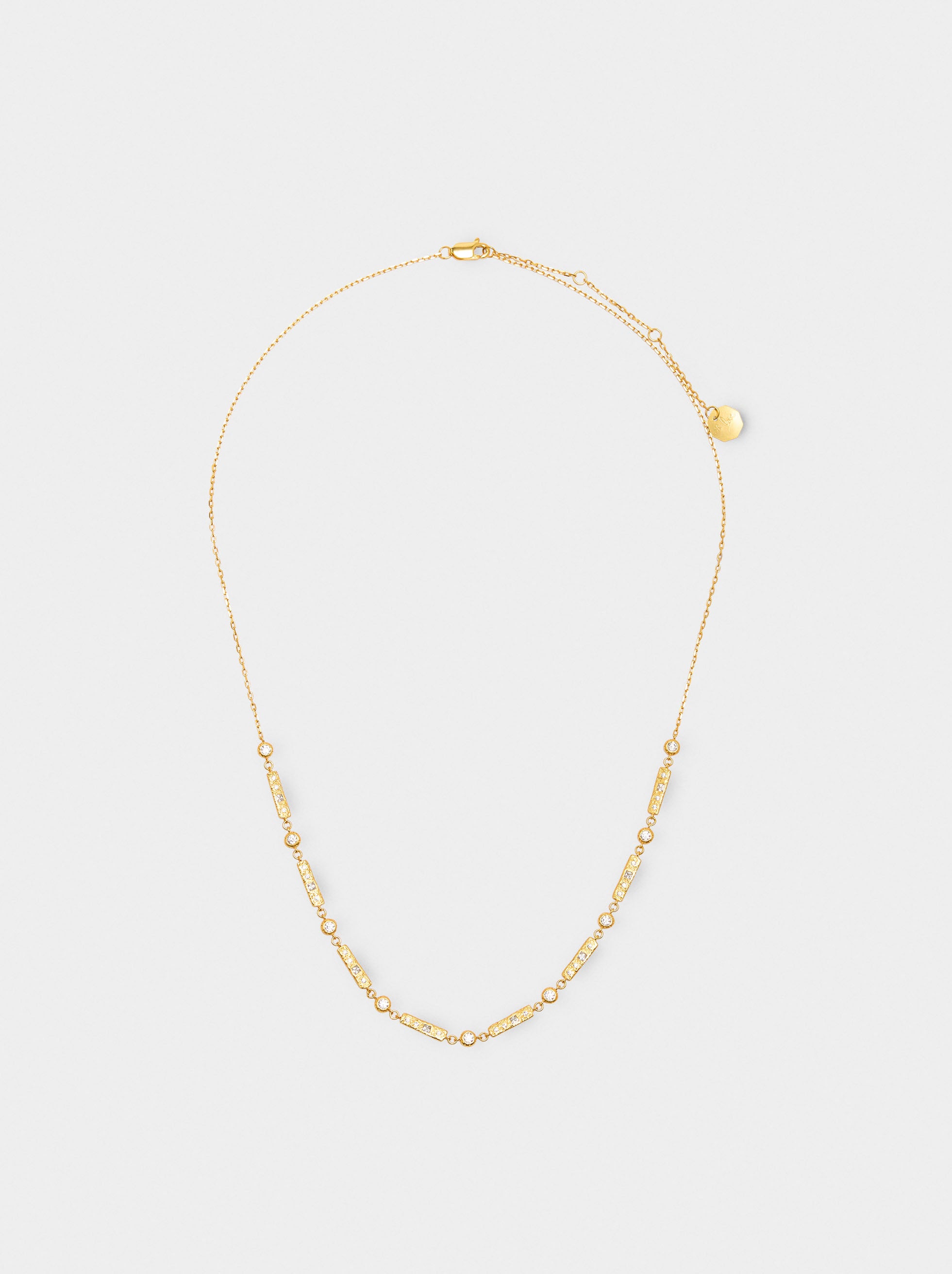 Collar Segmentado Con Barras Y Circonitas - Plata De Ley 925