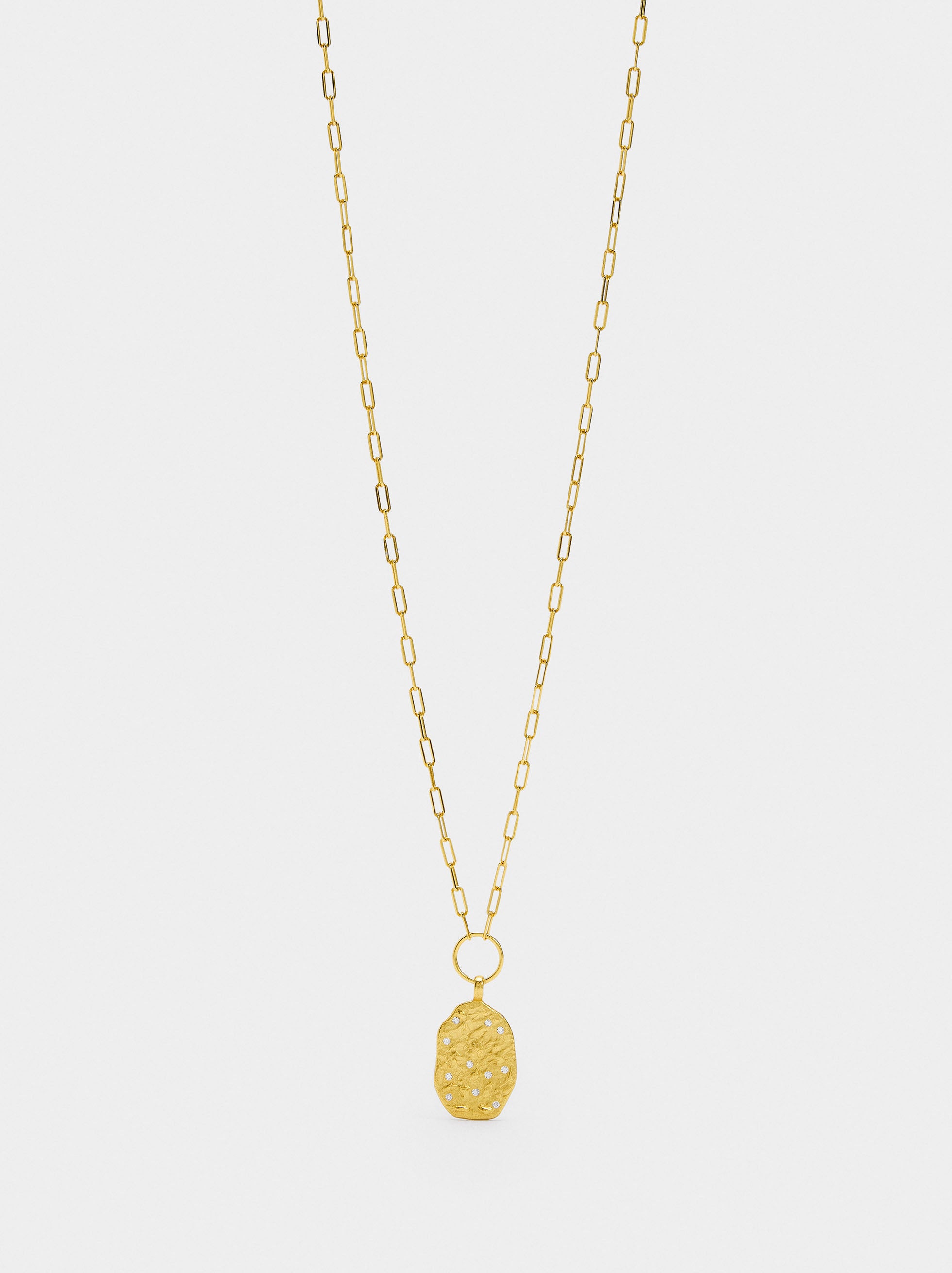 Collar De Eslabones Con Colgante Irregular - Plata De Ley 925
