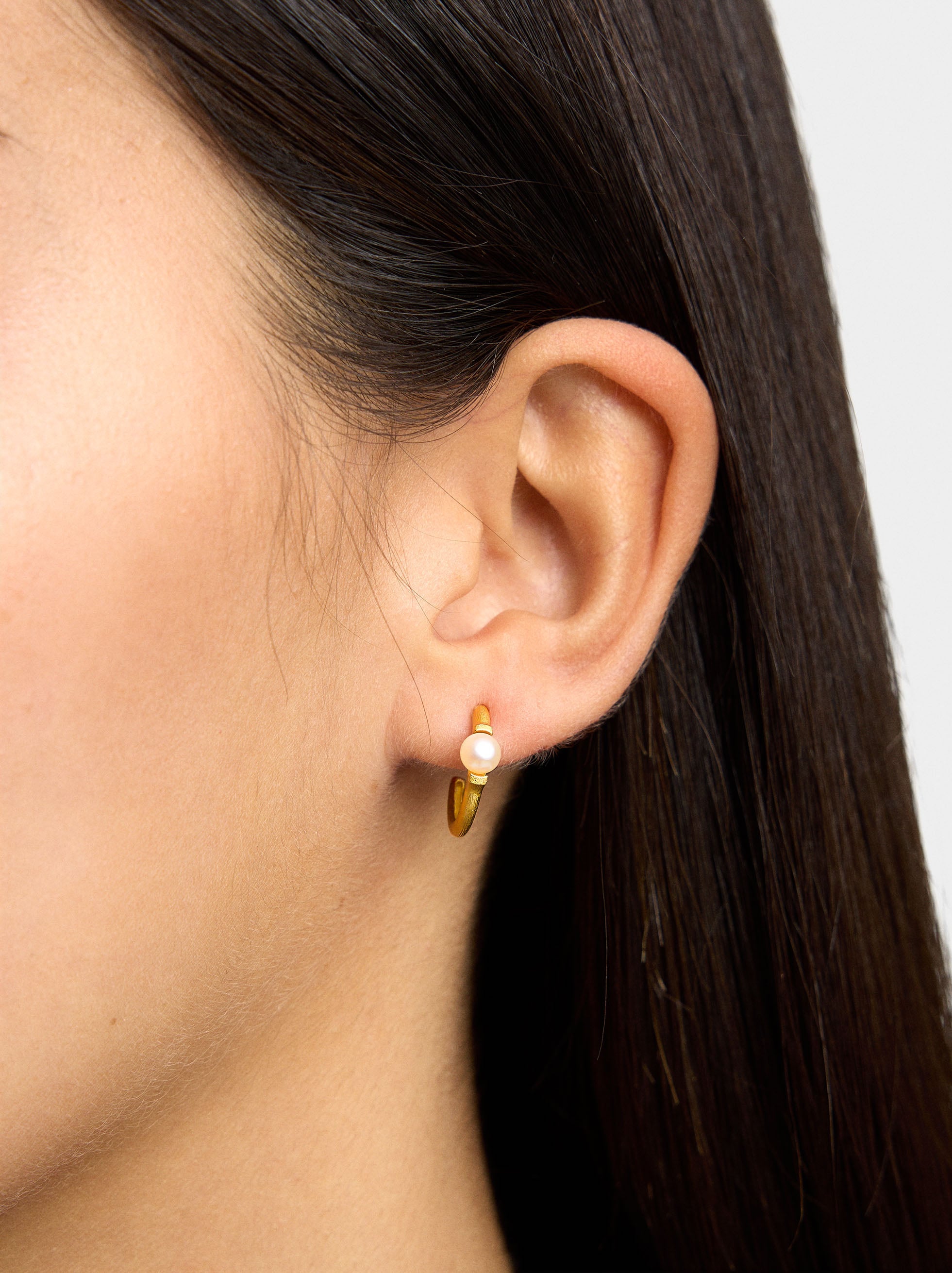 Aros Con Perlas De Agua Dulce - Plata De Ley 925