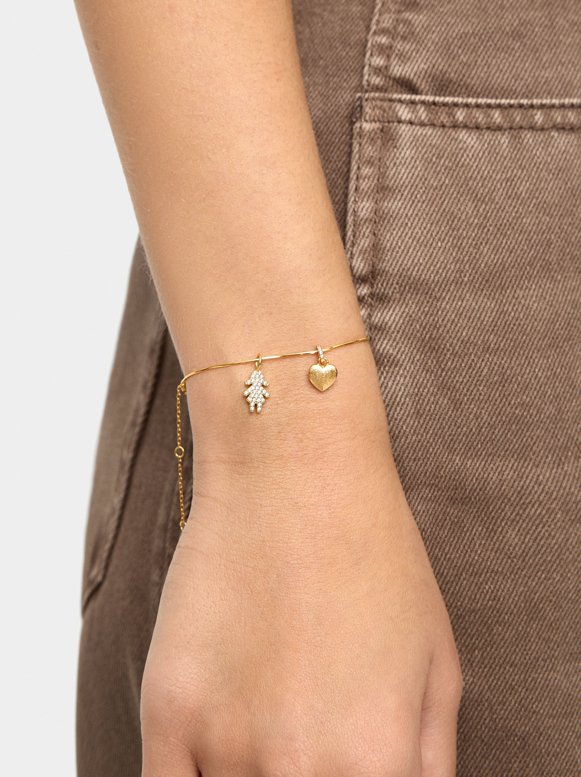 Charm Niña Con Circonitas - Plata De Ley 925