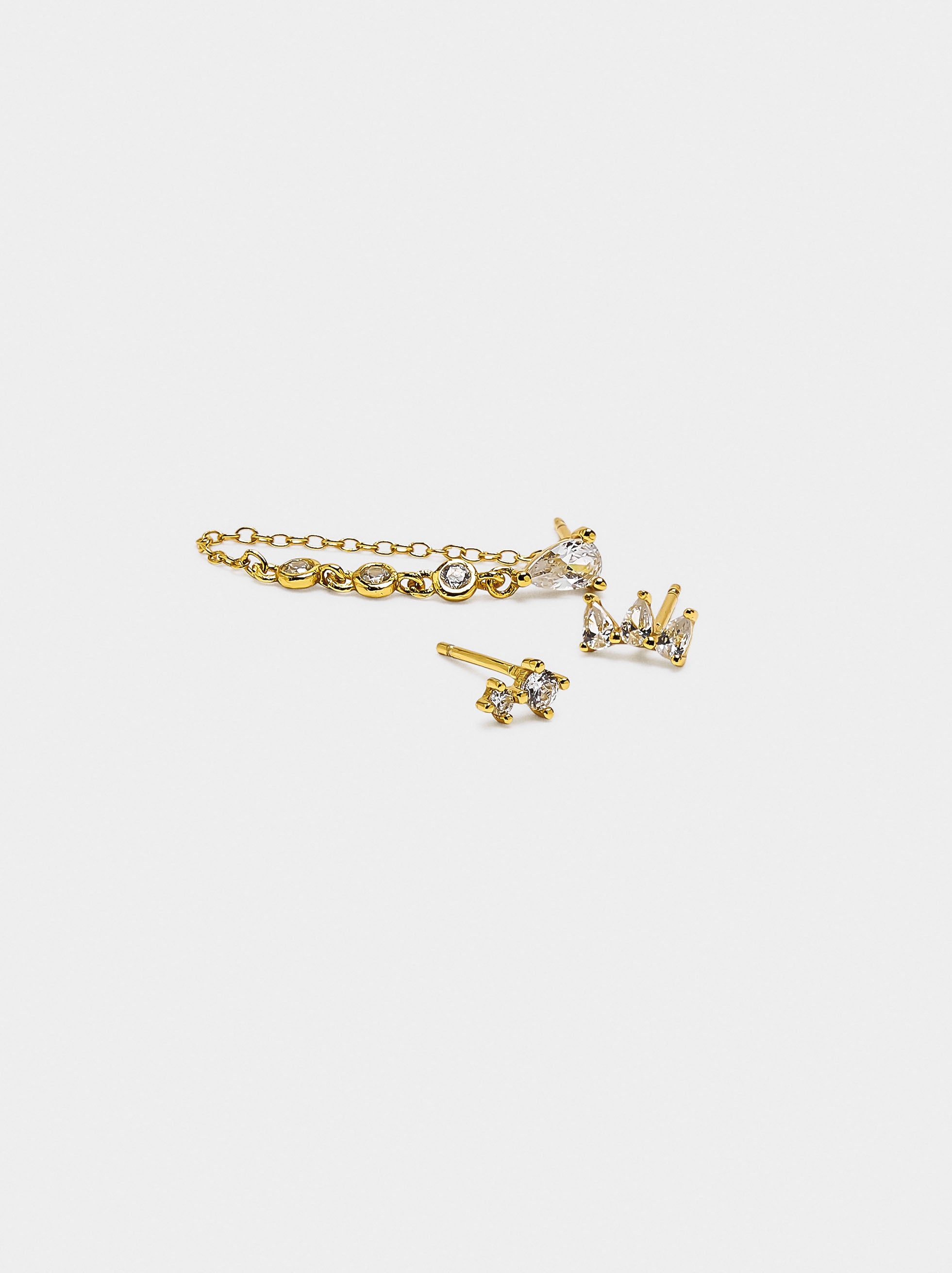 Set De Pendientes Con Circonitas - Plata De Ley 925