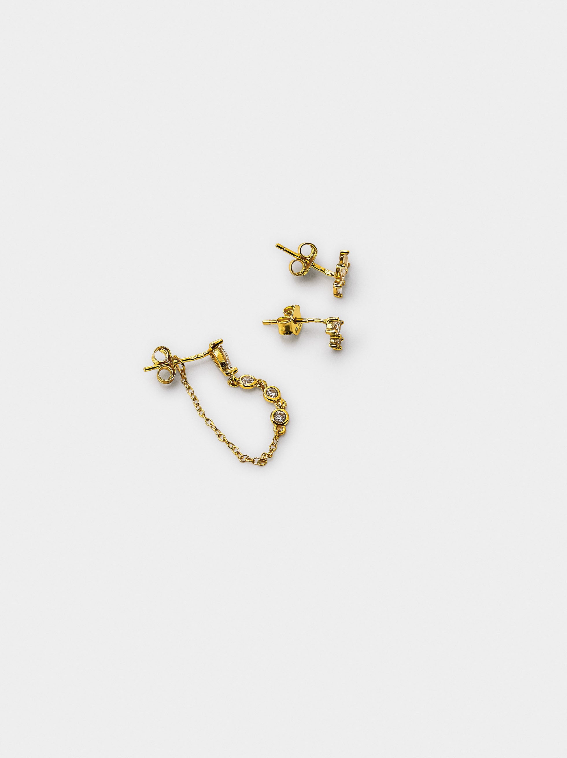 Set De Pendientes Con Circonitas - Plata De Ley 925
