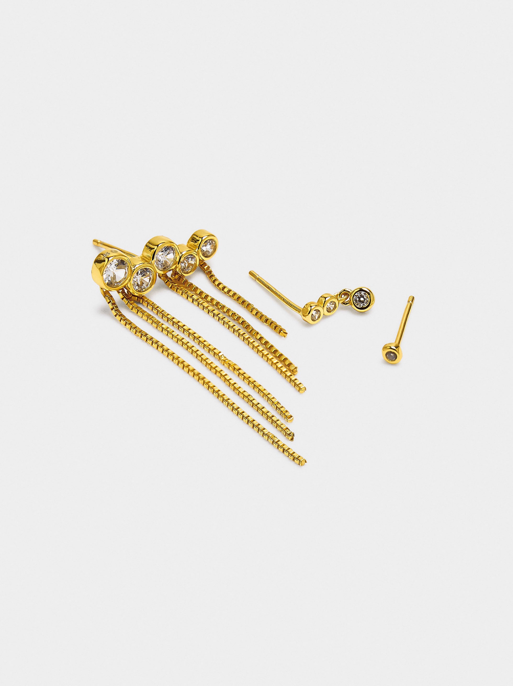 Set De Pendientes Con Circonitas - Plata De Ley 925
