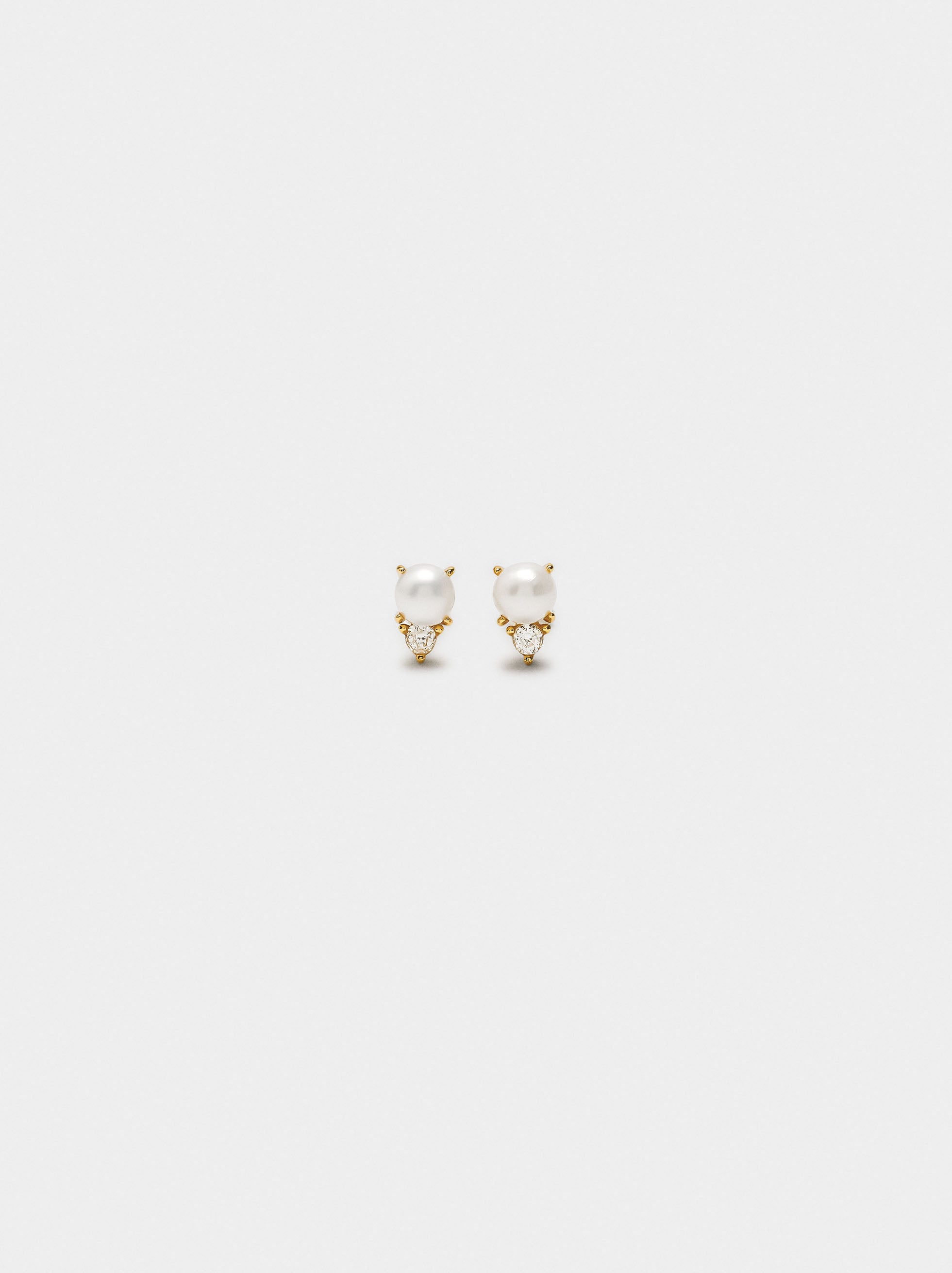 Pendientes Con Perla Y Cristal - Plata De Ley 925