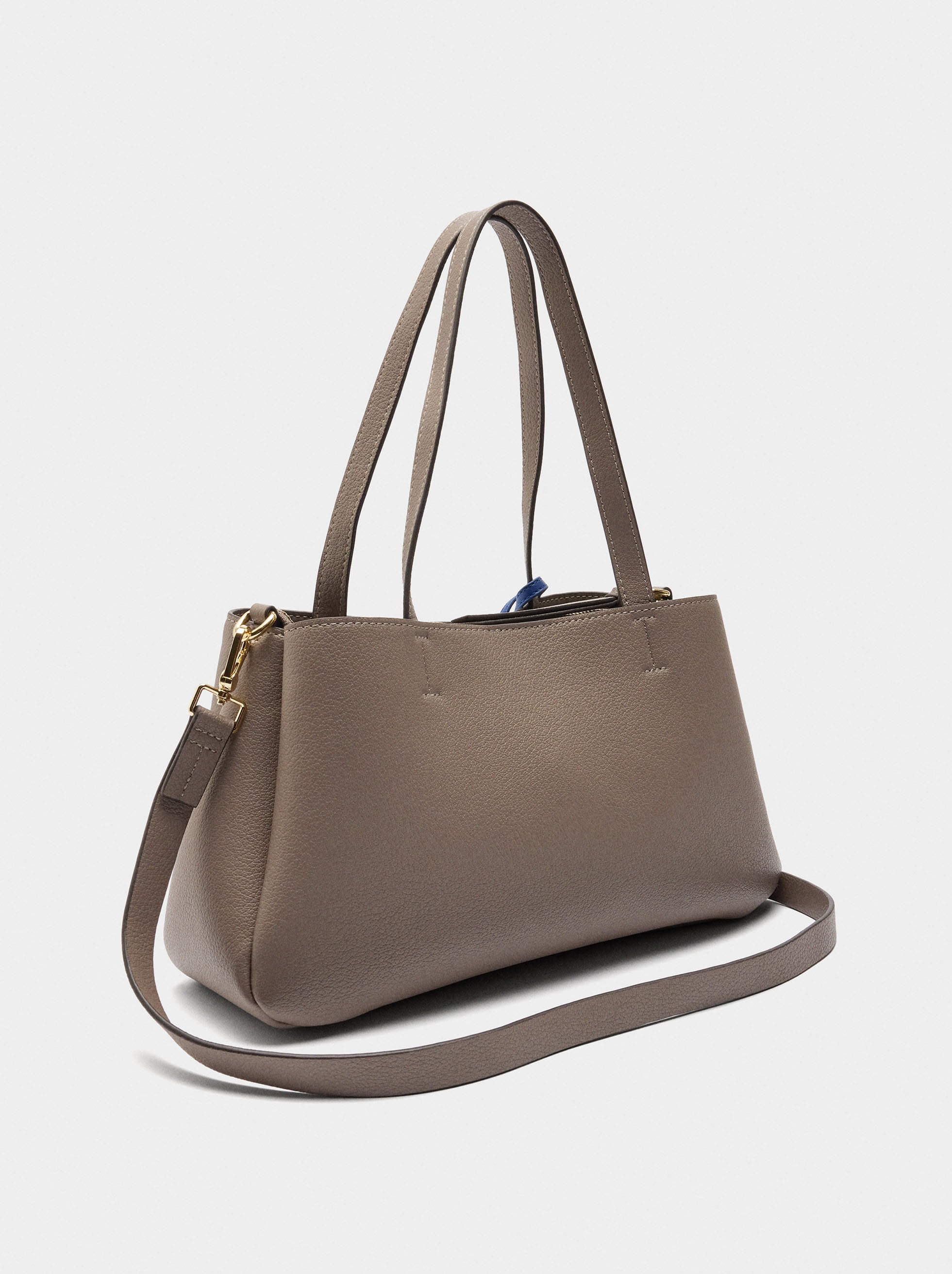 Bolso Tote Liso Con Colgante