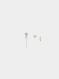Set De Pendientes Con Estrella Y Corazón - Plata De Ley 925