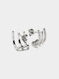 Pendientes Efecto Triple Circonitas - Plata De Ley 925
