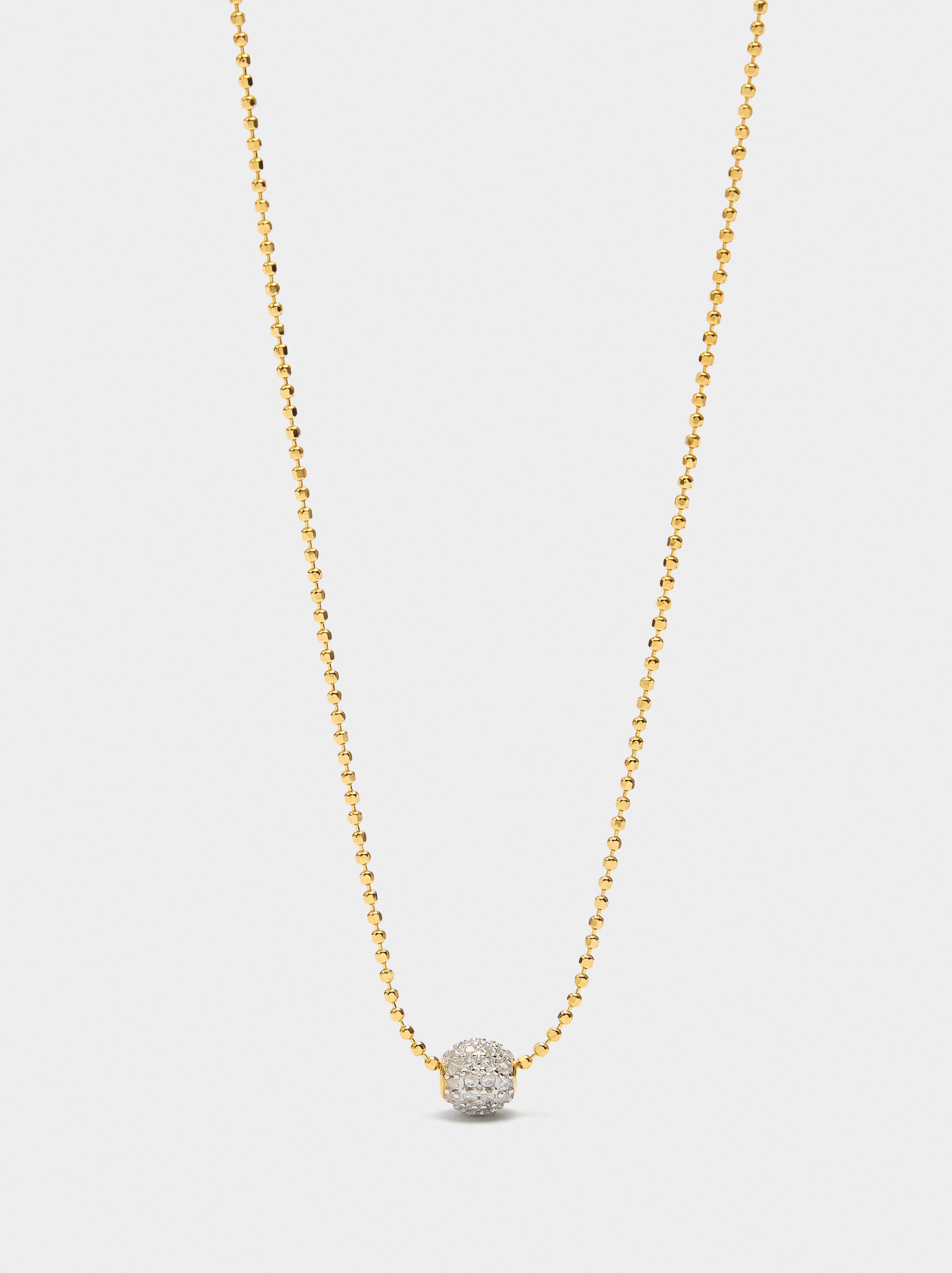 Collar Colgante Redondo Con Circonitas - Plata De Ley 925