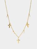 Collar Con Cruces Y Perlas De Agua Dulce - Plata De Ley 925