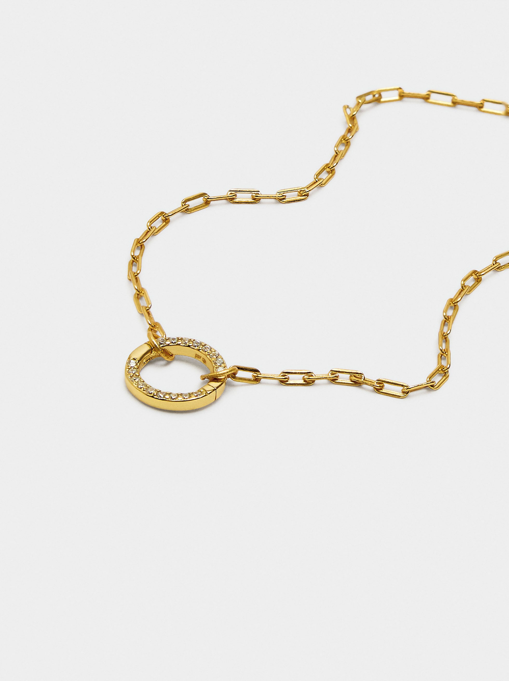 Pulsera De Eslabones Colgante Con Circonitas - Plata De Ley 925