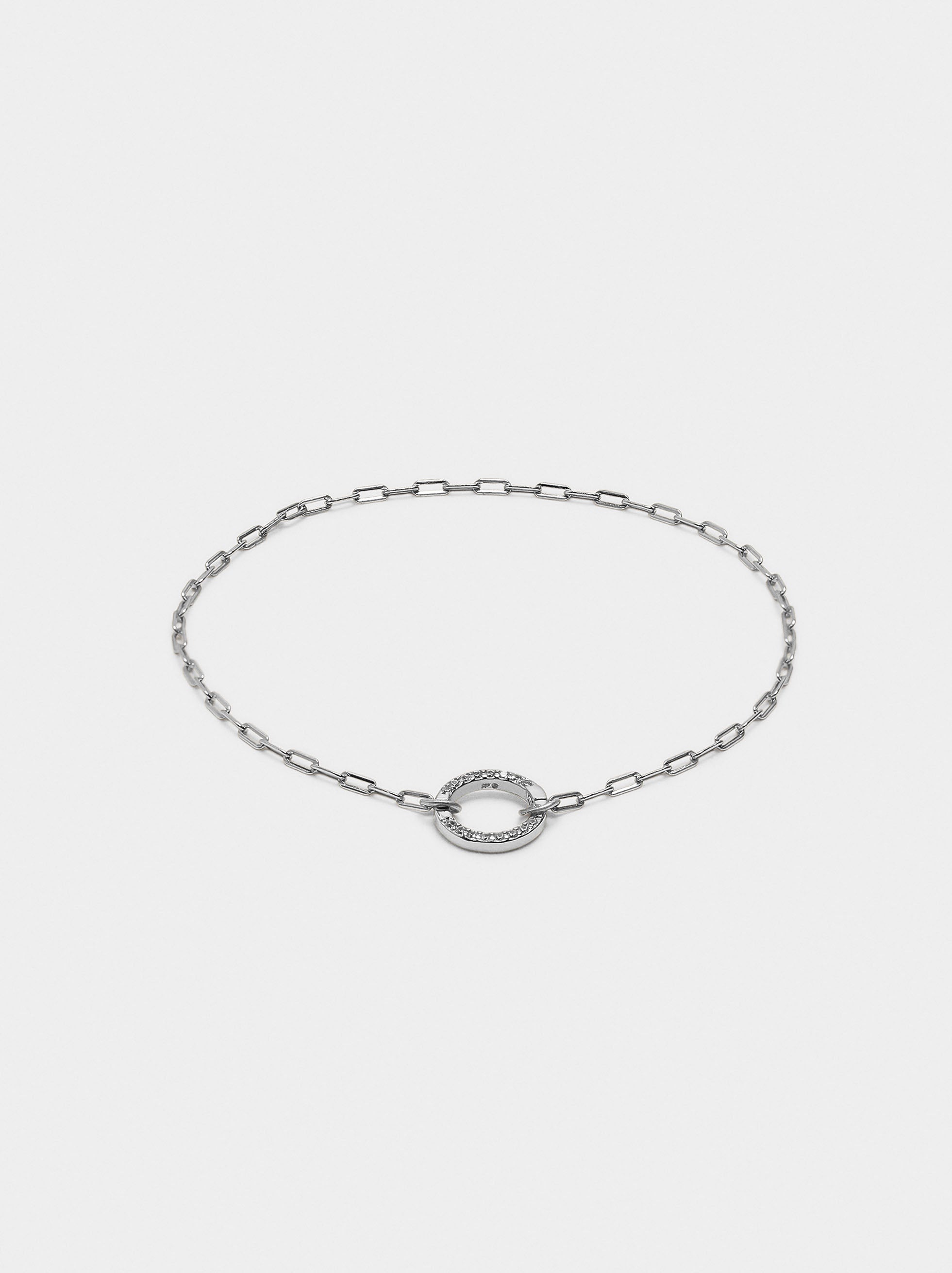 Pulsera De Eslabones Colgante Con Circonitas - Plata De Ley 925