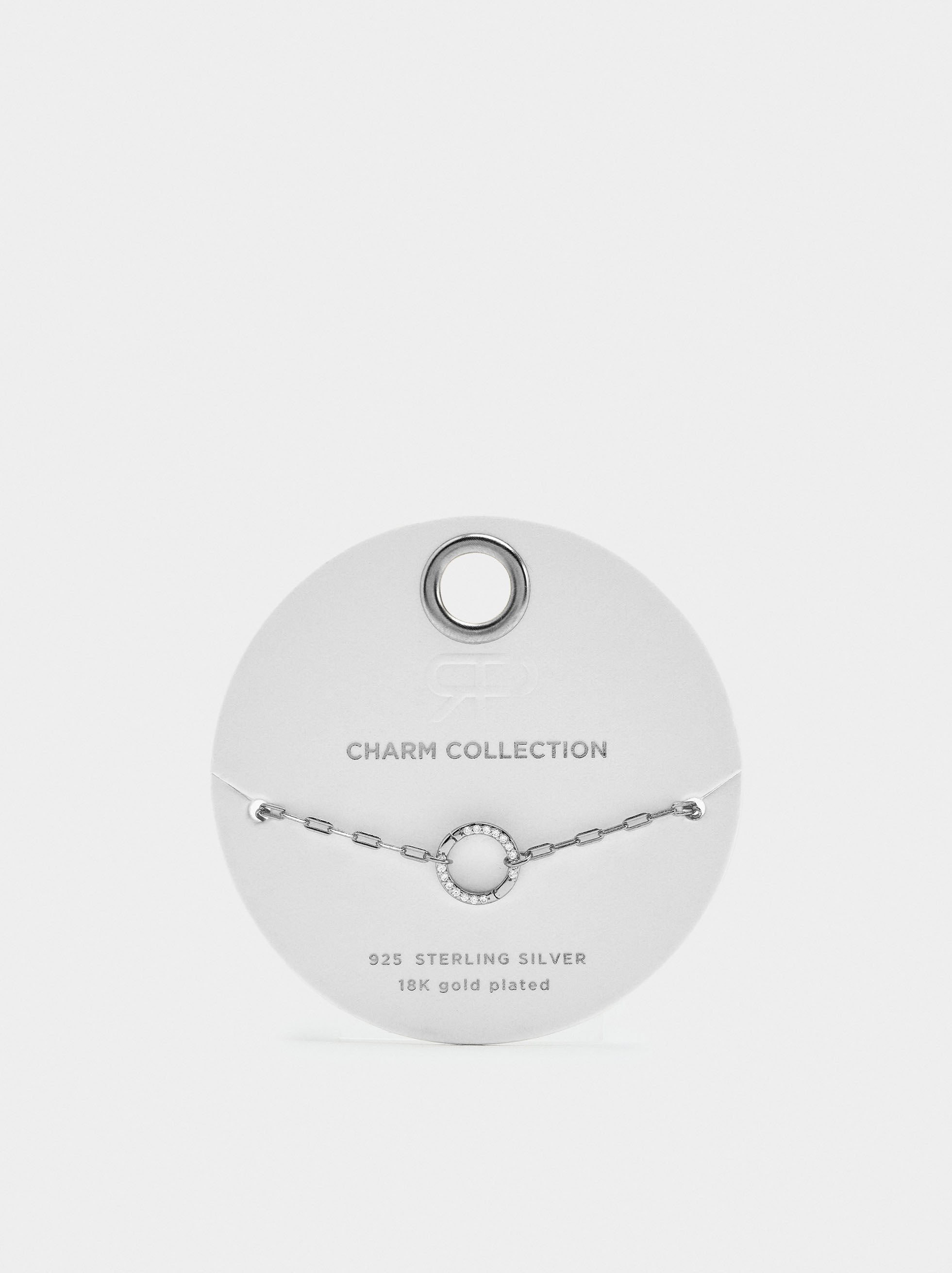 Pulsera De Eslabones Colgante Con Circonitas - Plata De Ley 925