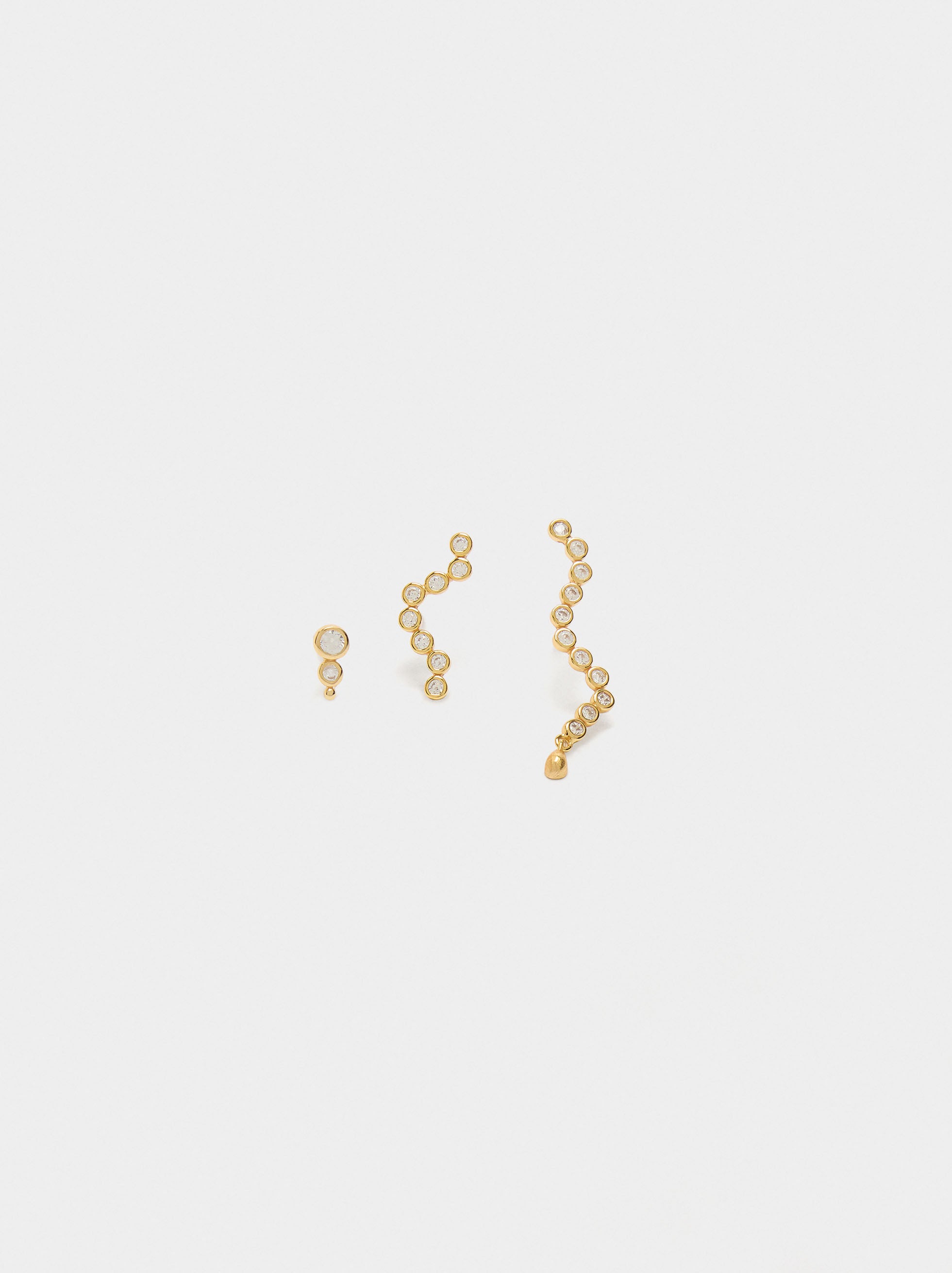 Set De Pendientes Con Circonitas - Plata De Ley 925
