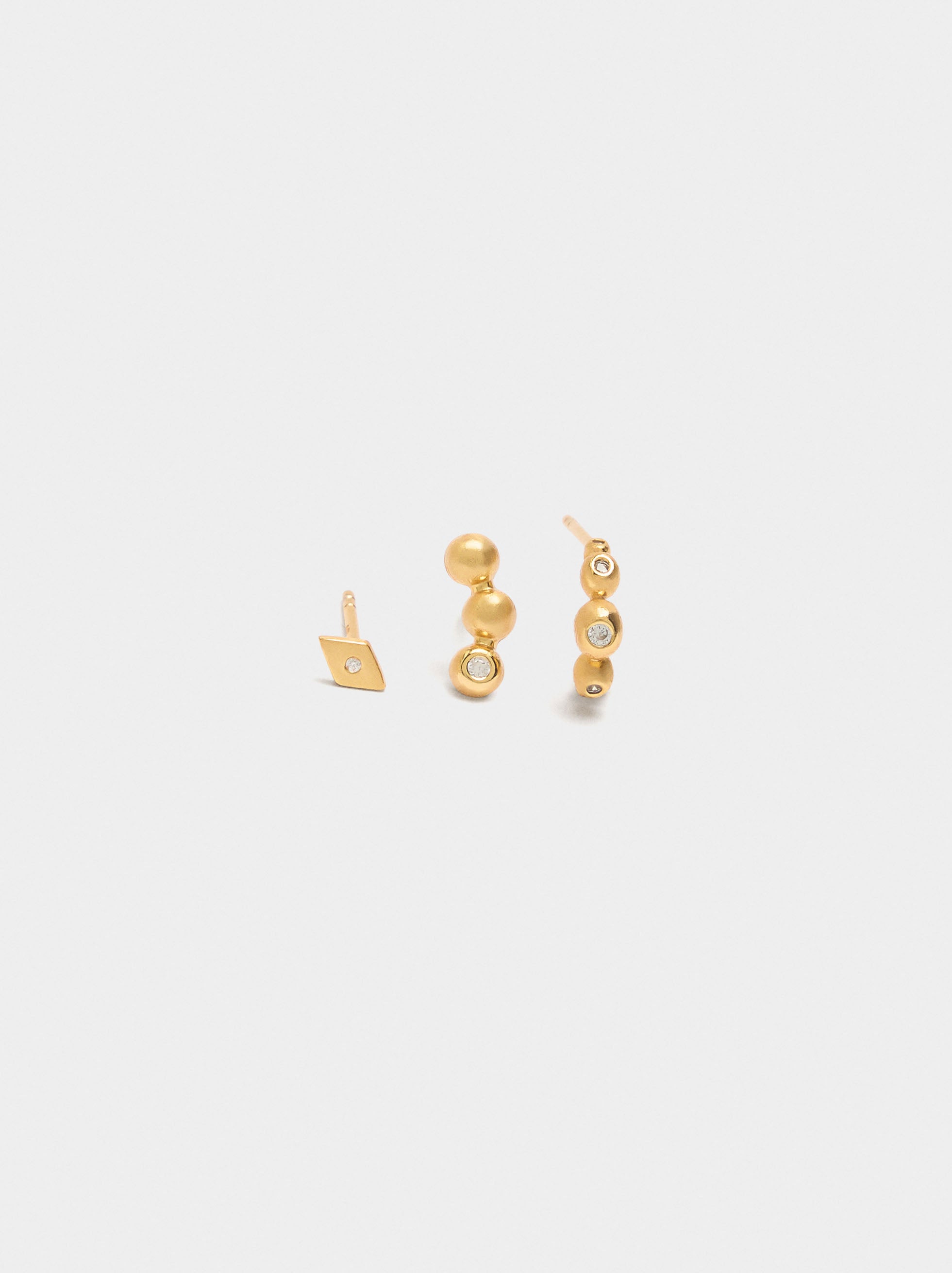 Set De Pendientes Con Circonitas - Plata De Ley 925