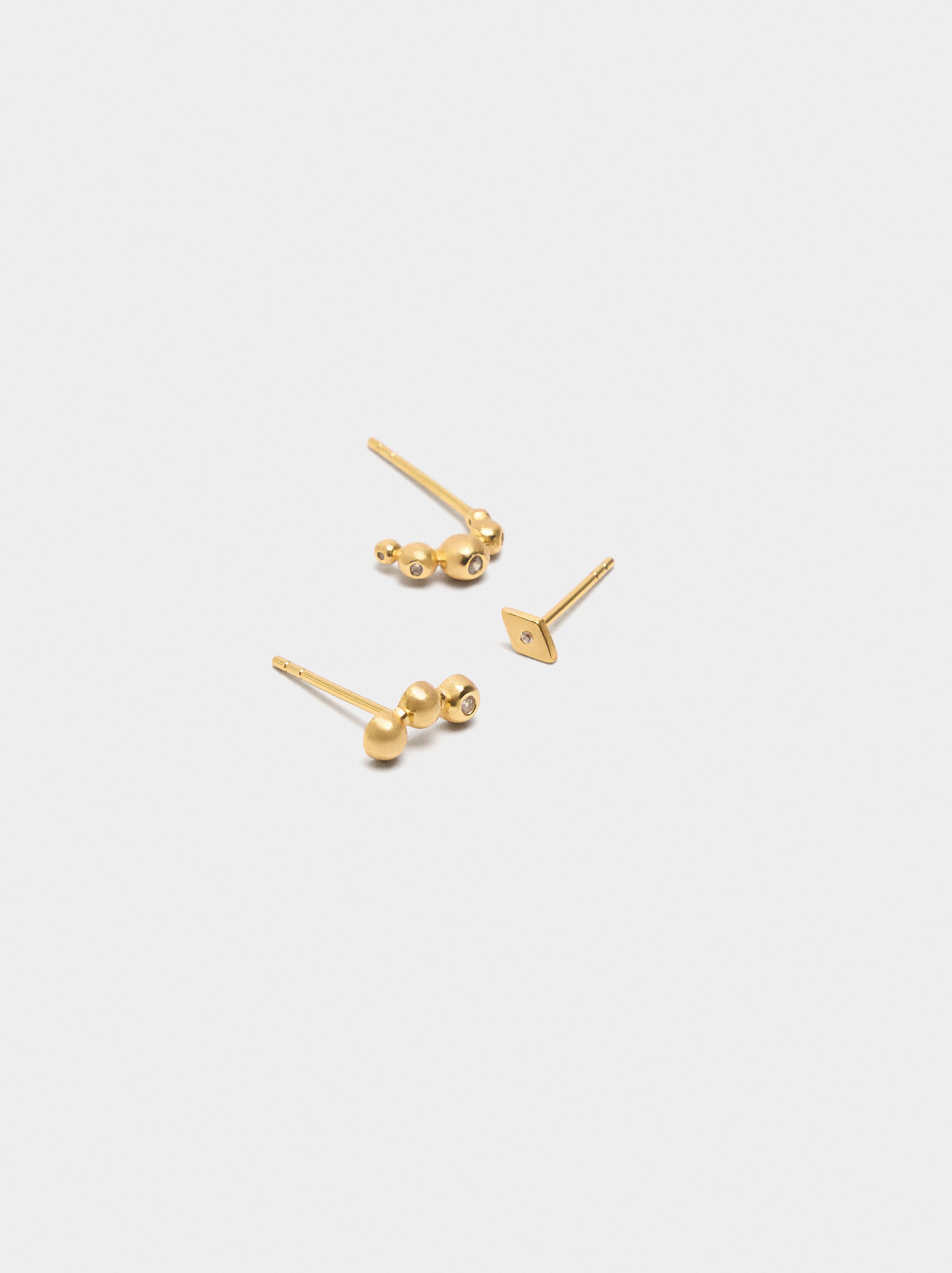 Set De Pendientes Con Circonitas - Plata De Ley 925