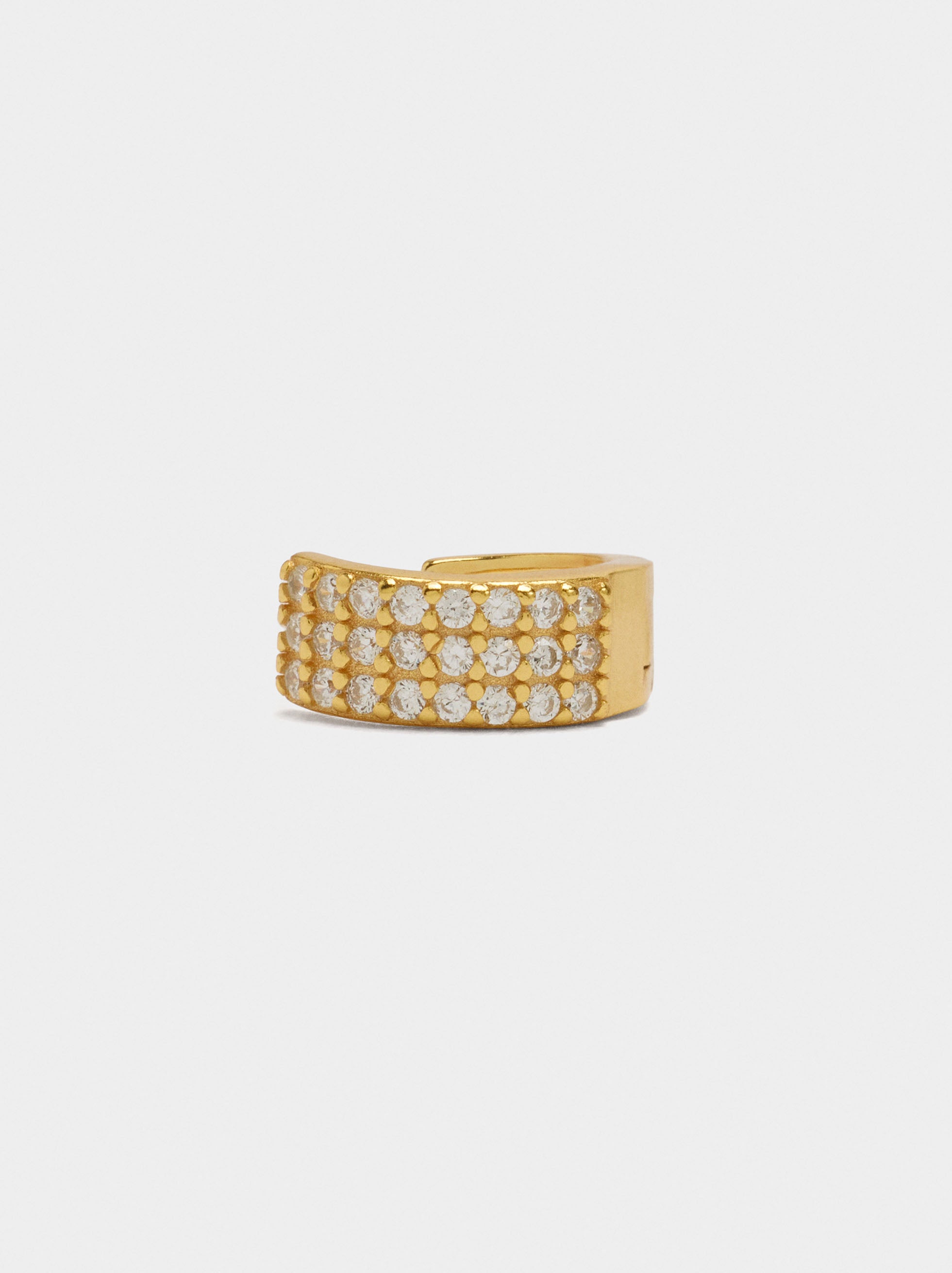 Aro Individual Ancho Con Circonitas - Plata De Ley 925