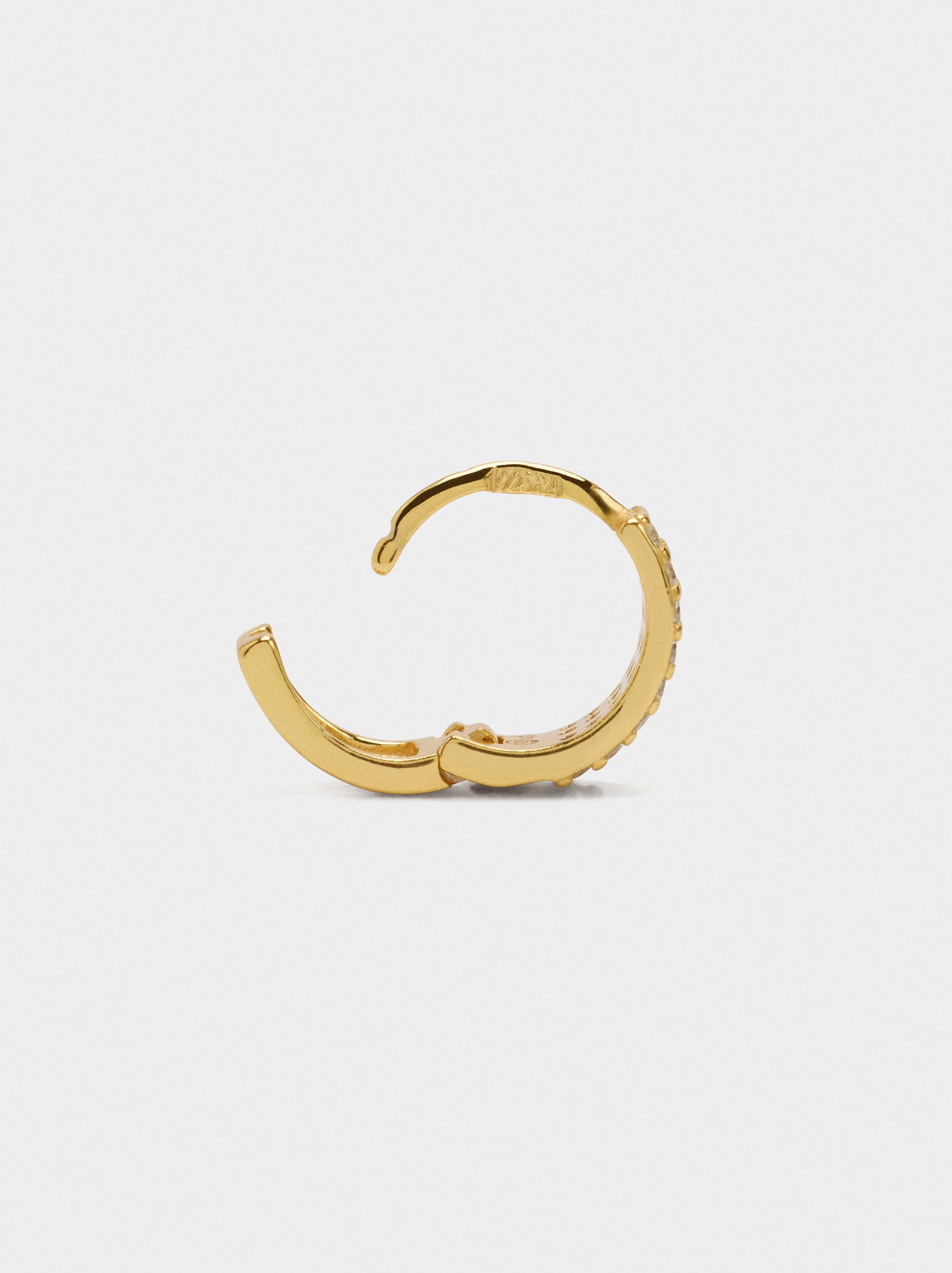 Aro Individual Ancho Con Circonitas - Plata De Ley 925