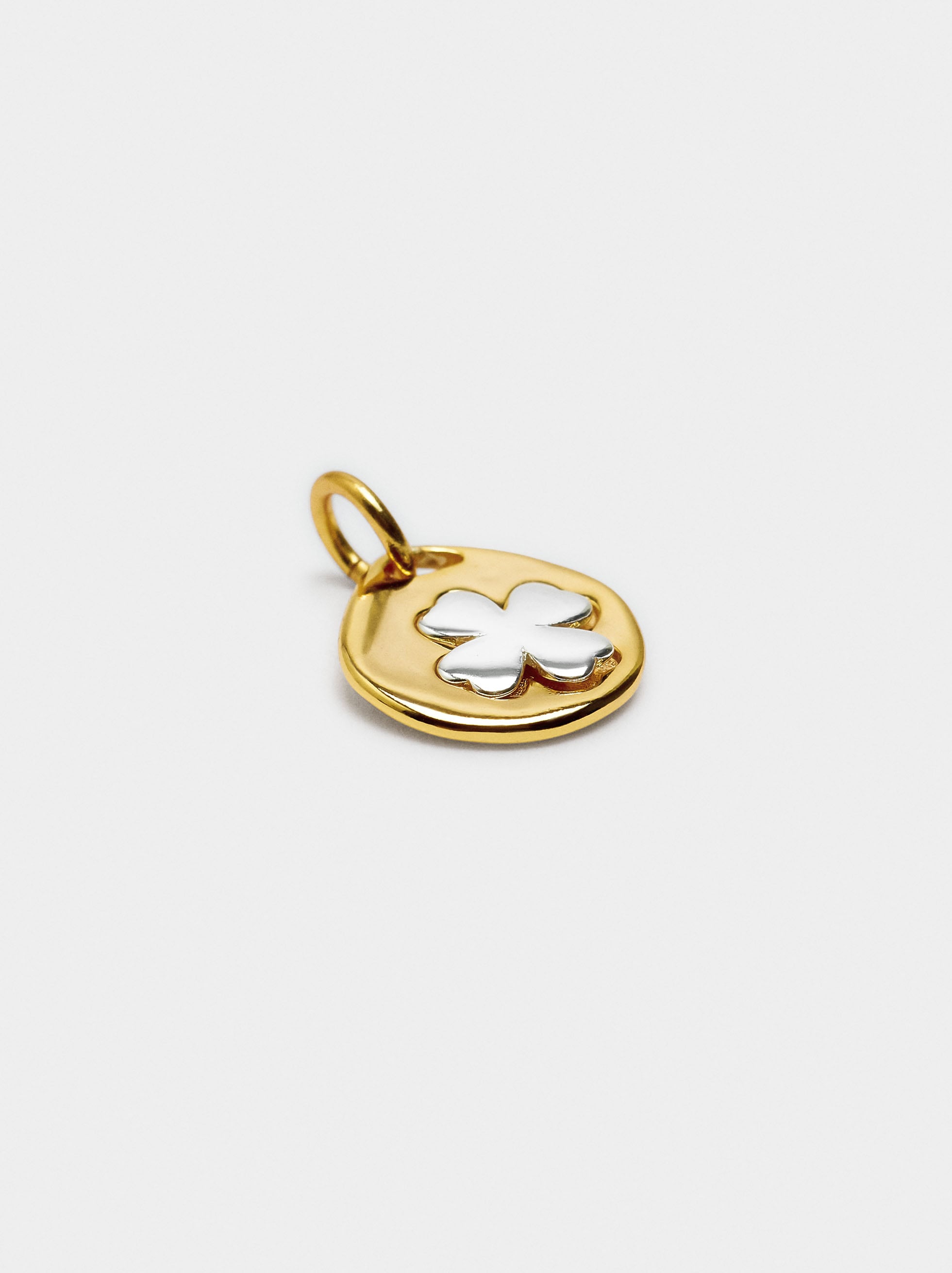 Charm Bicolor Trébol - Plata De Ley 925