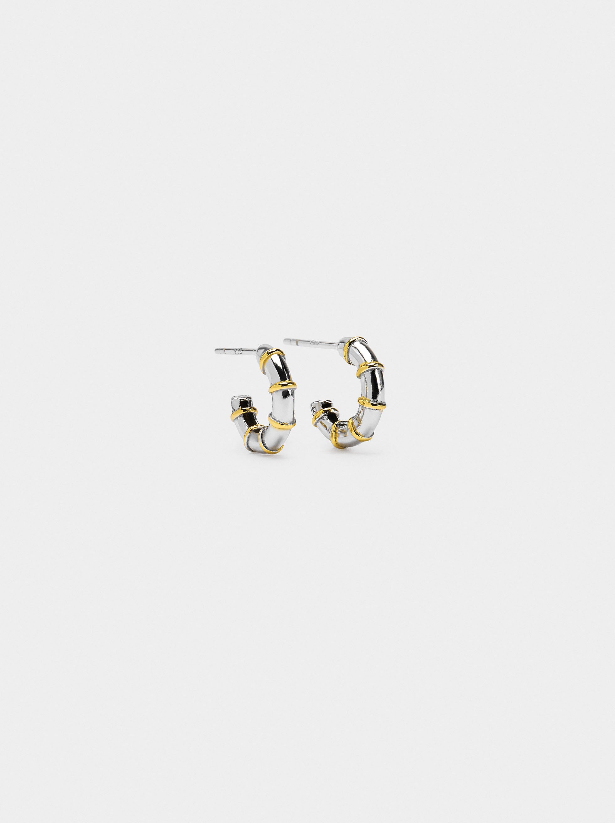 Aros Bicolor Segmentados - Plata De Ley 925