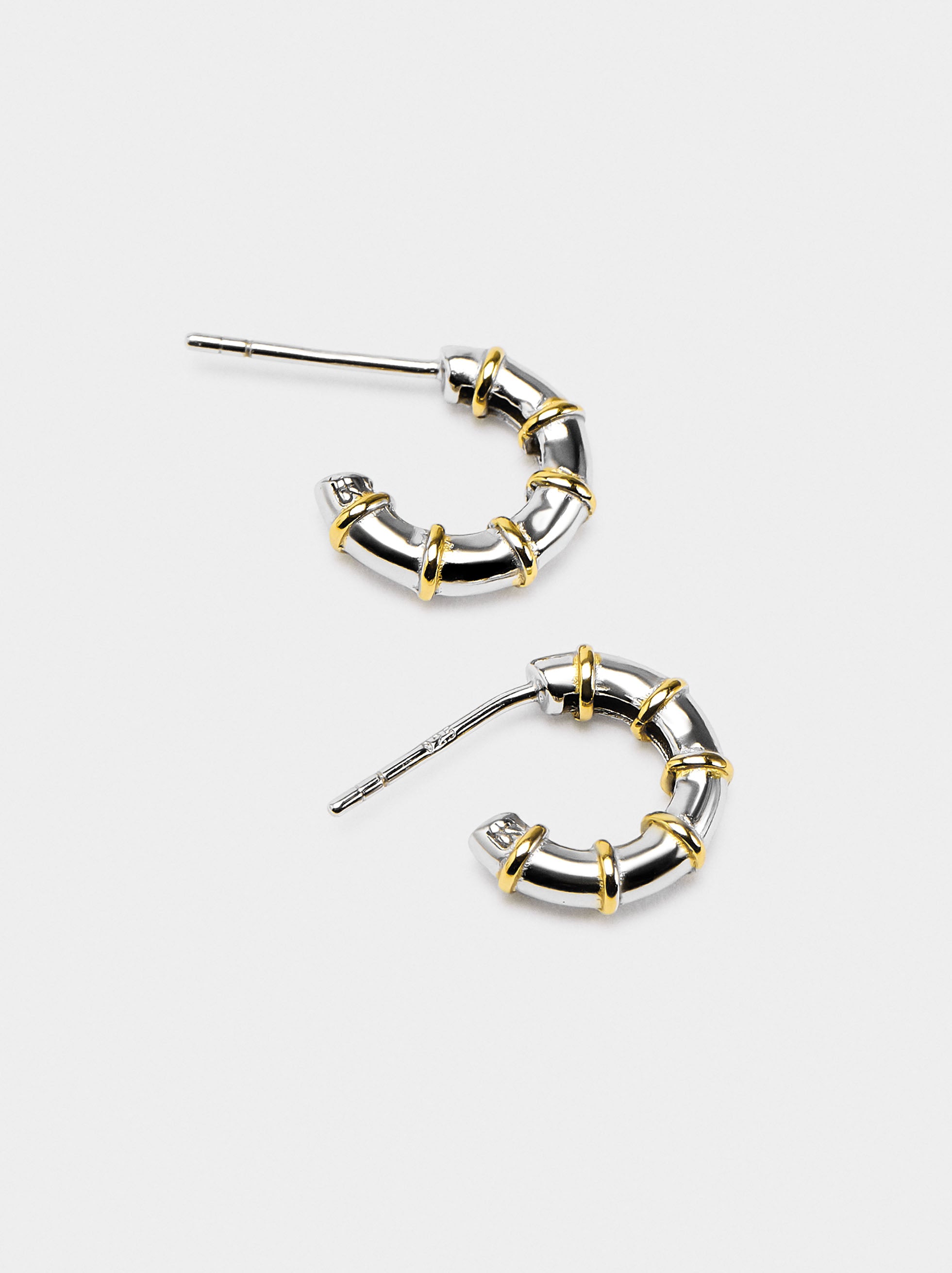 Aros Bicolor Segmentados - Plata De Ley 925