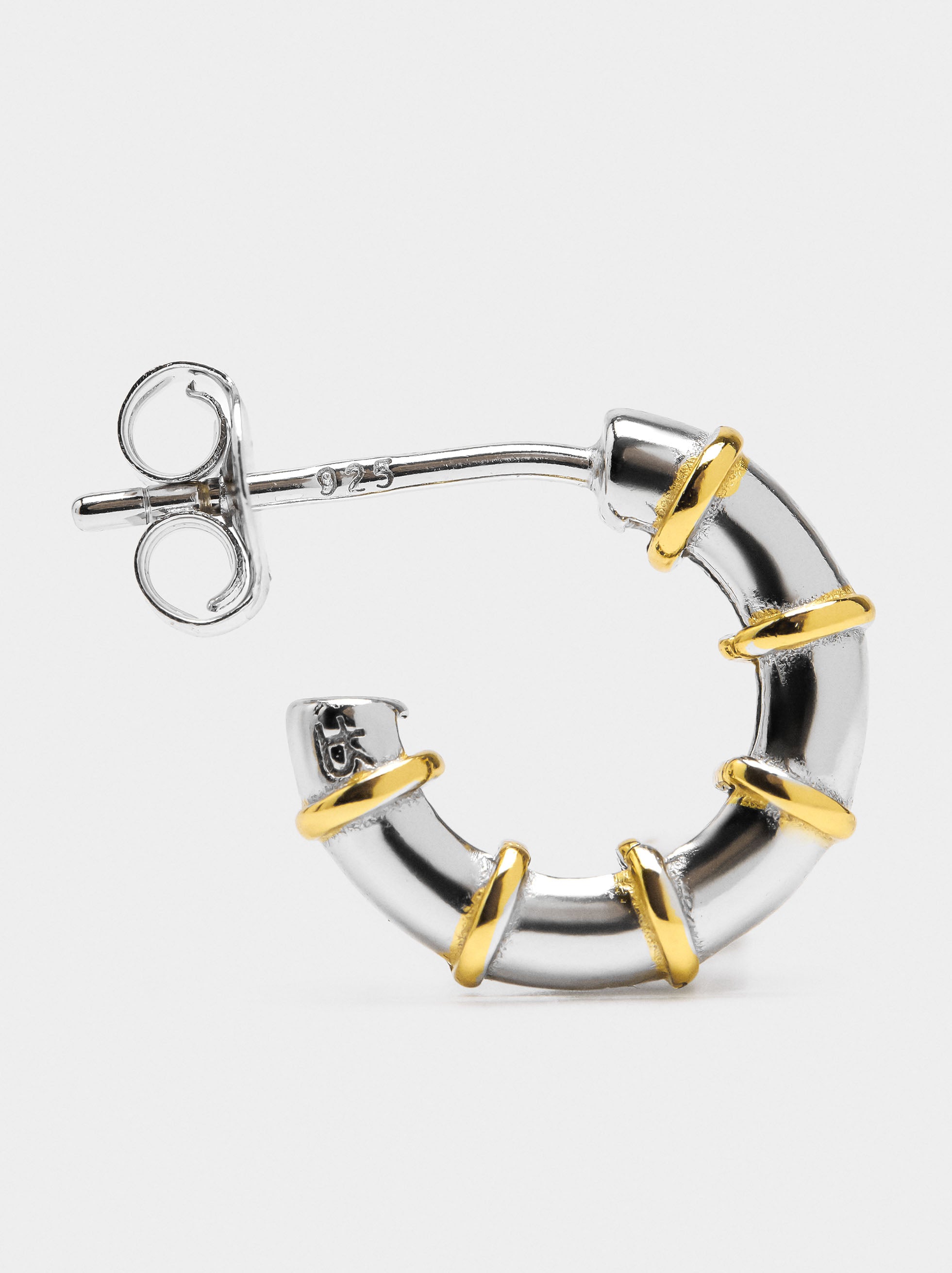 Aros Bicolor Segmentados - Plata De Ley 925