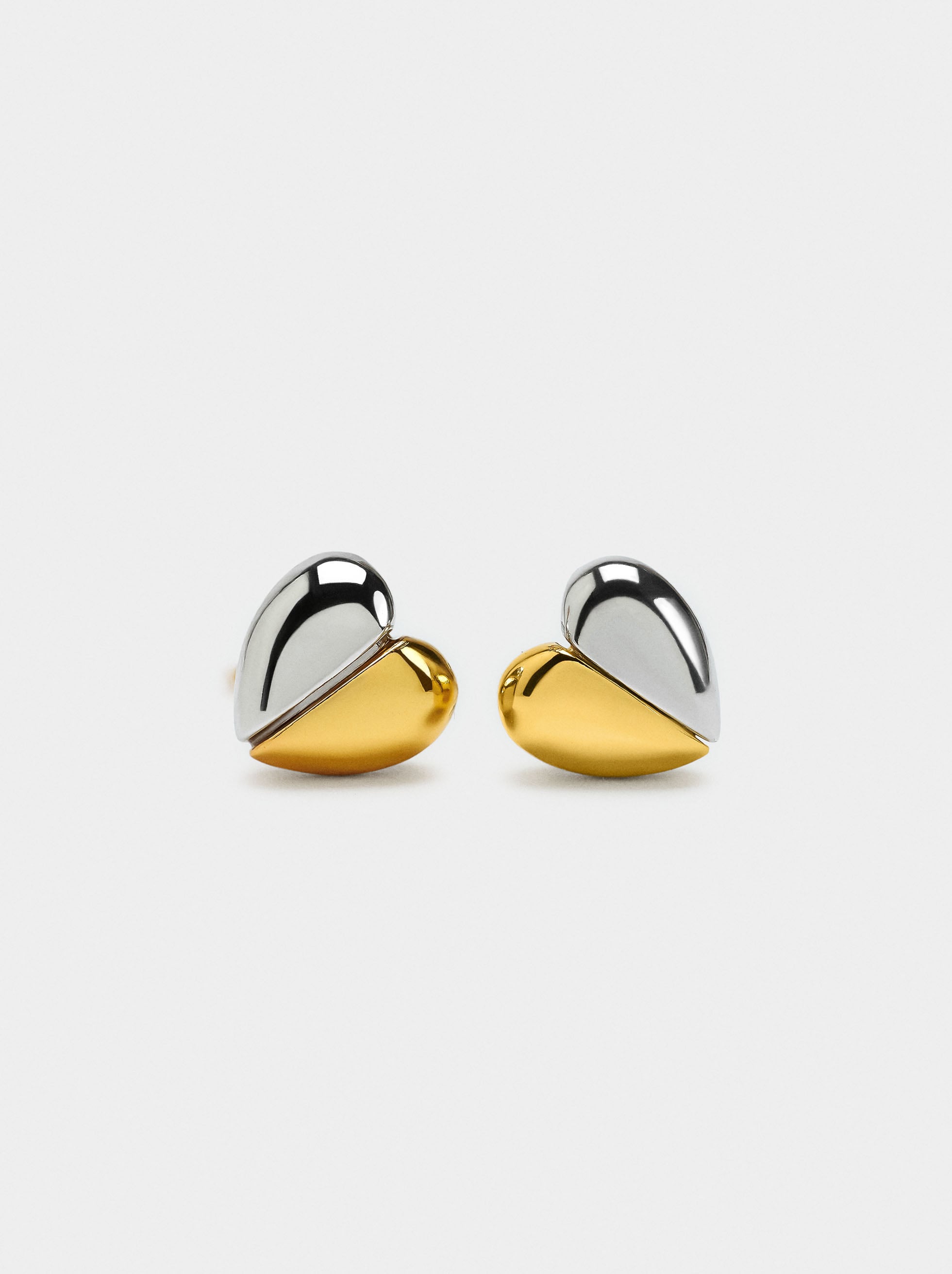 Pendientes Corazón Bicolor - Plata De Ley 925