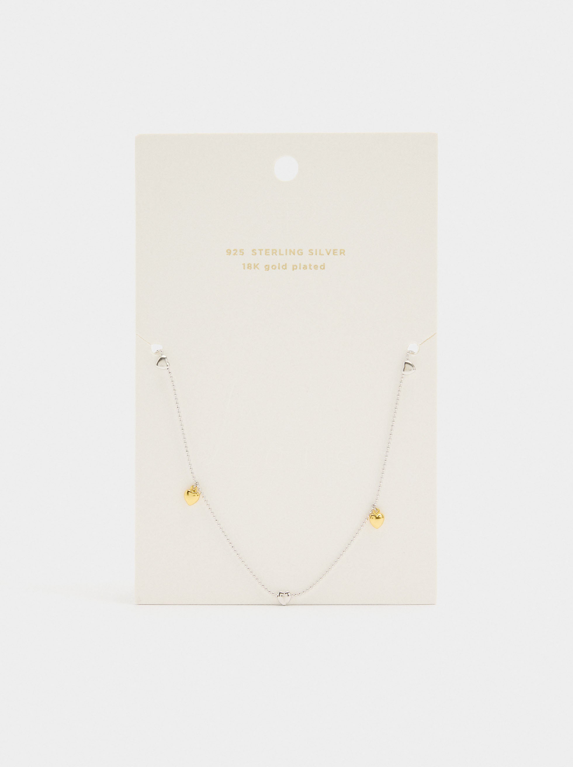 Collar Con Corazones Bicolor - Plata De Ley 925