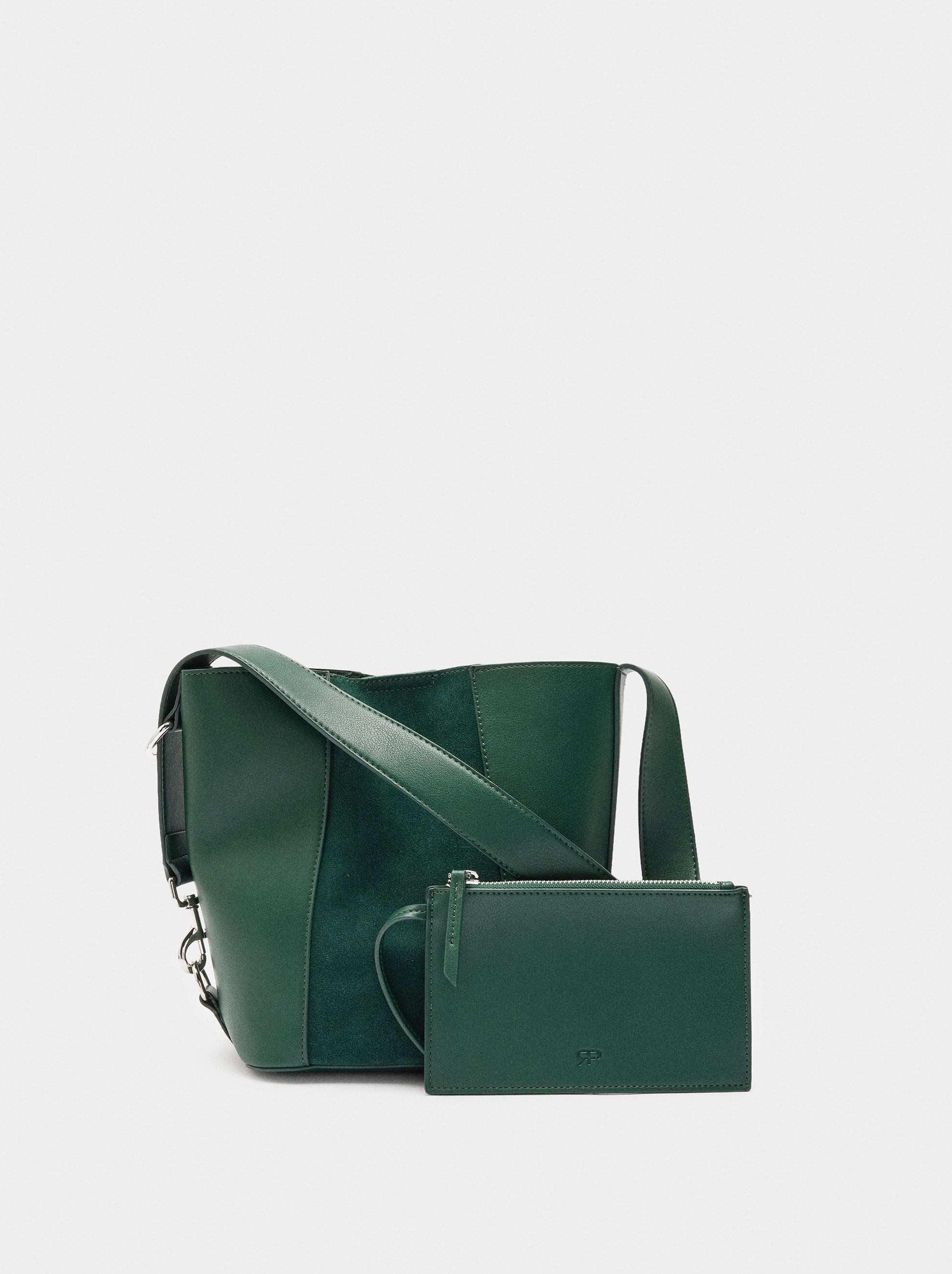 Bolso Bombonera Con Detalles De Piel