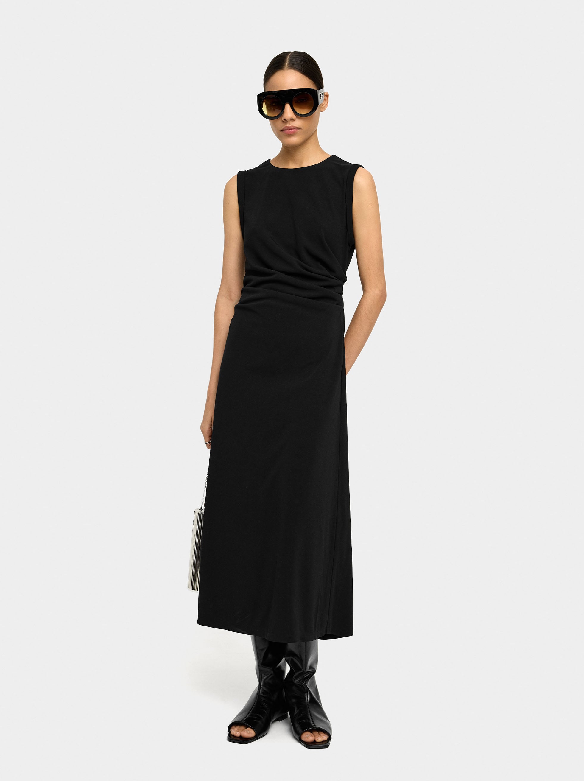 Vestido Midi Con Drapeado