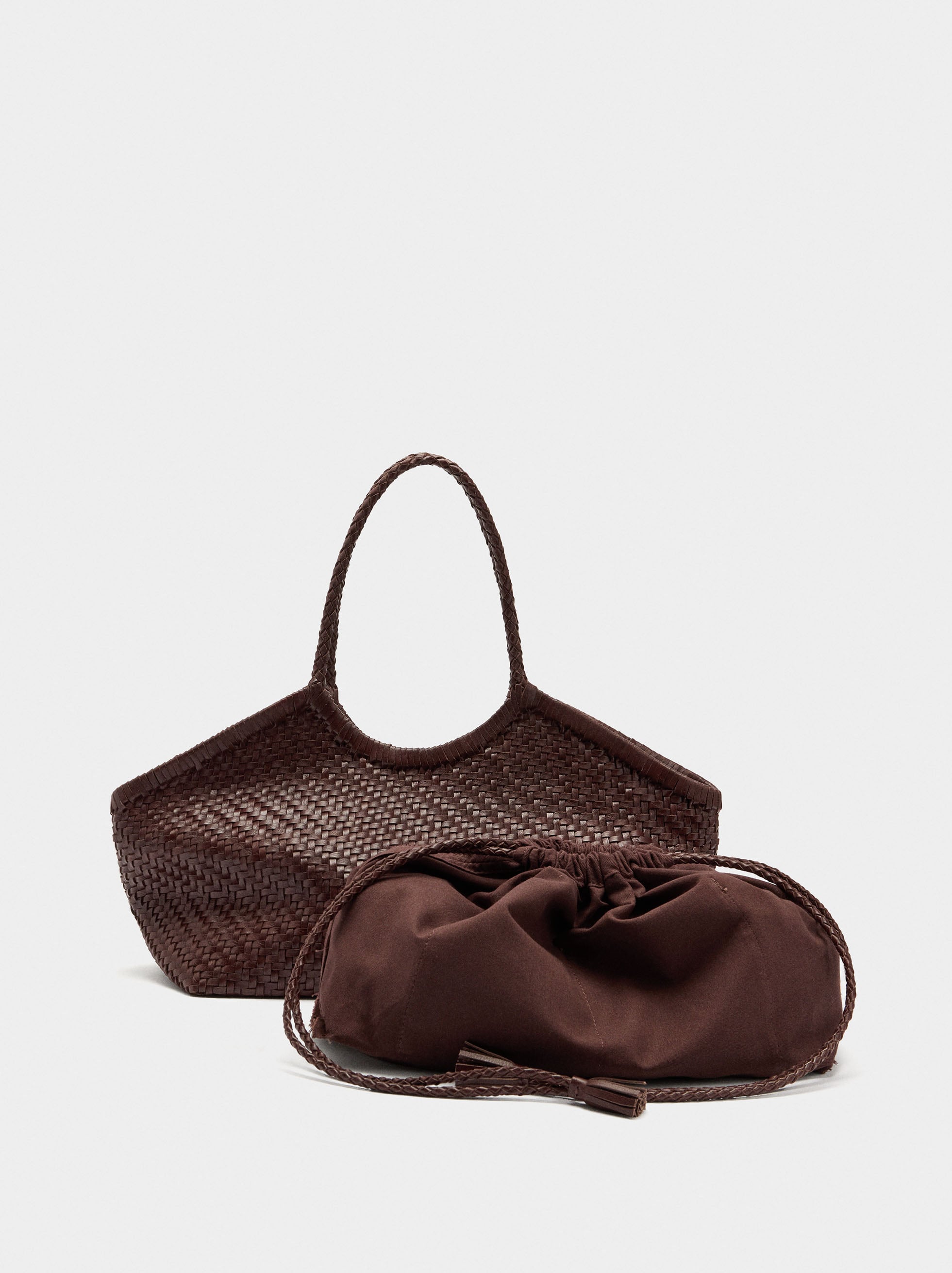 Bolso Shopper De Piel Trenzada