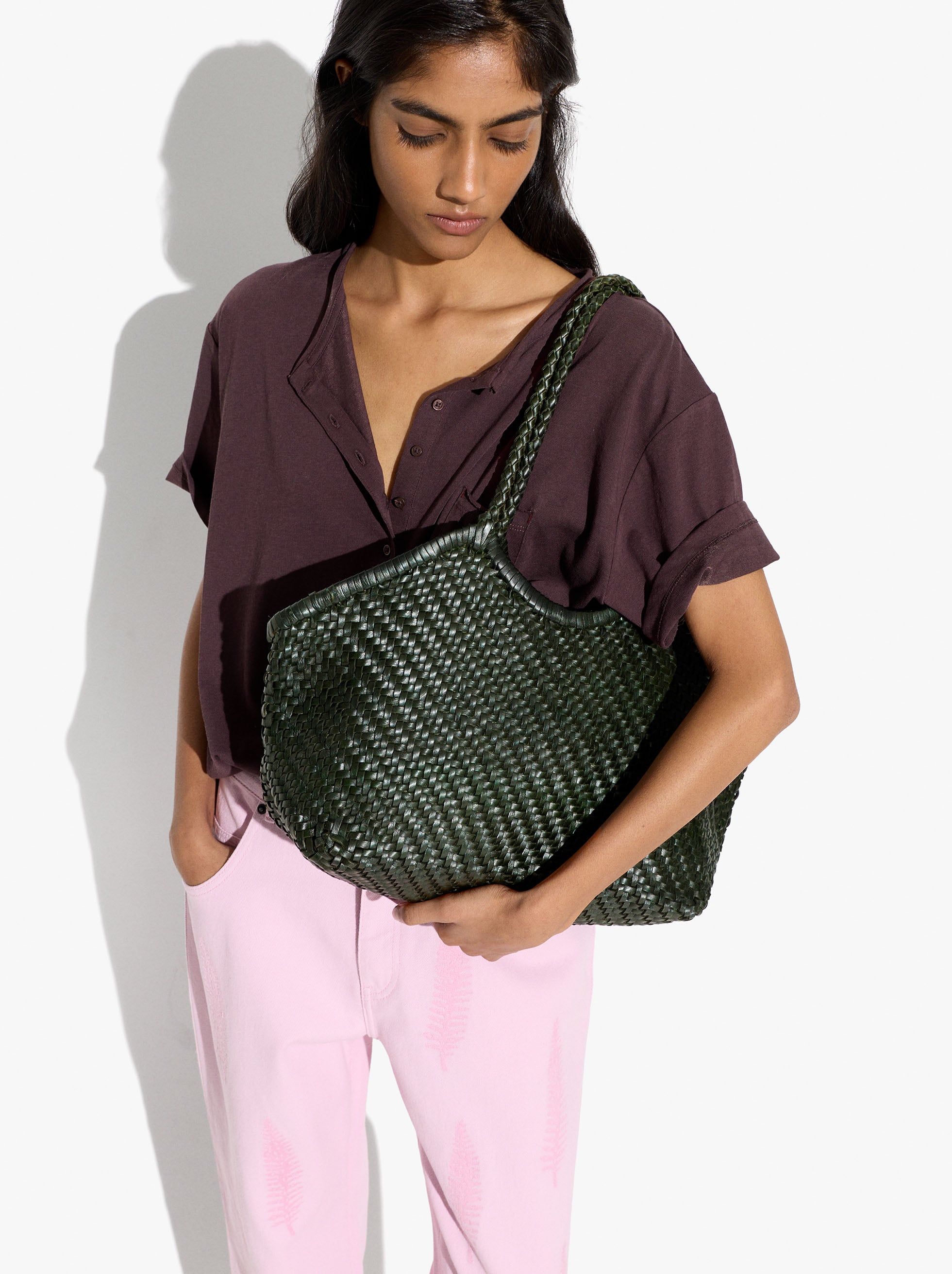 Bolso Shopper De Piel Trenzada