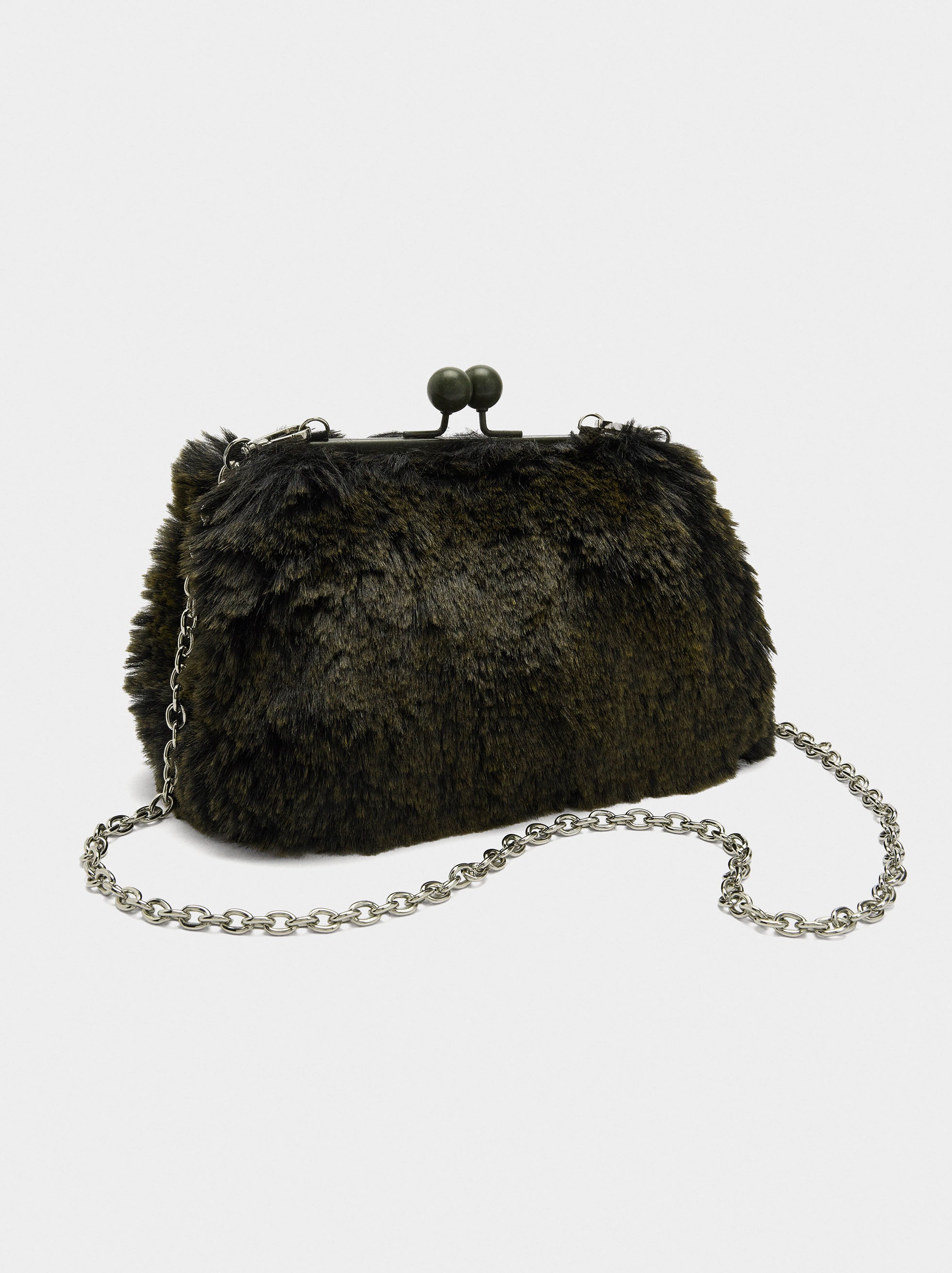 Bolso Efecto Pelo Con Asa De Cadena