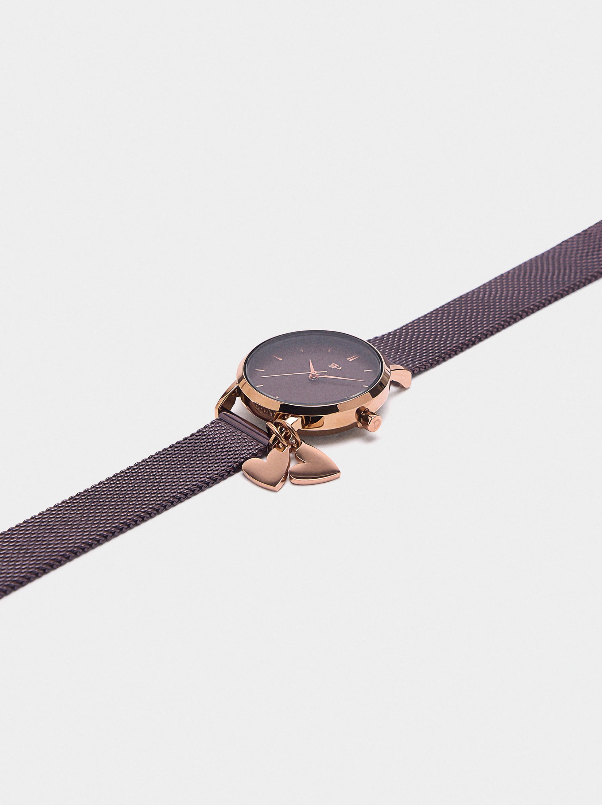 Reloj Malla Metálica De Acero Con Charm
