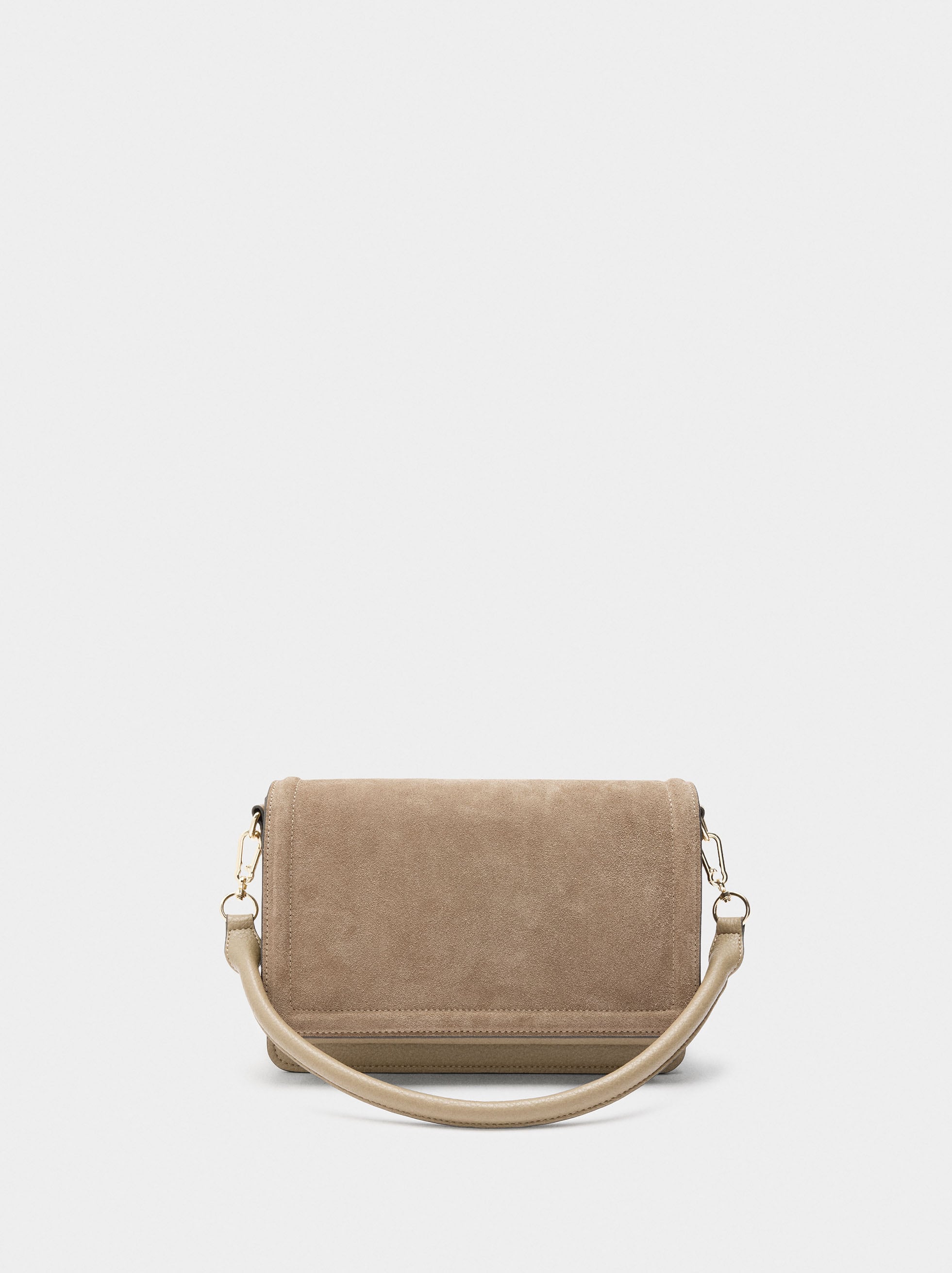 Bolso Bandolera Con Solapa Y Detalles De Piel