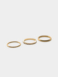 Set De Anillos Con Cristales - Acero Inoxidable