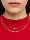 Collar Doble Con Cadena De Serpiente Con Cristal - Acero Inoxidable