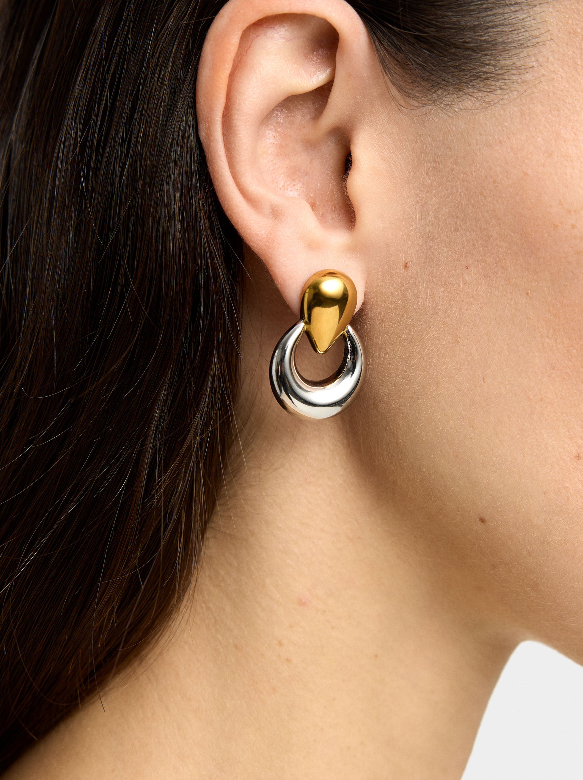 Pendientes Cortos Bicolor - Acero Inoxidable