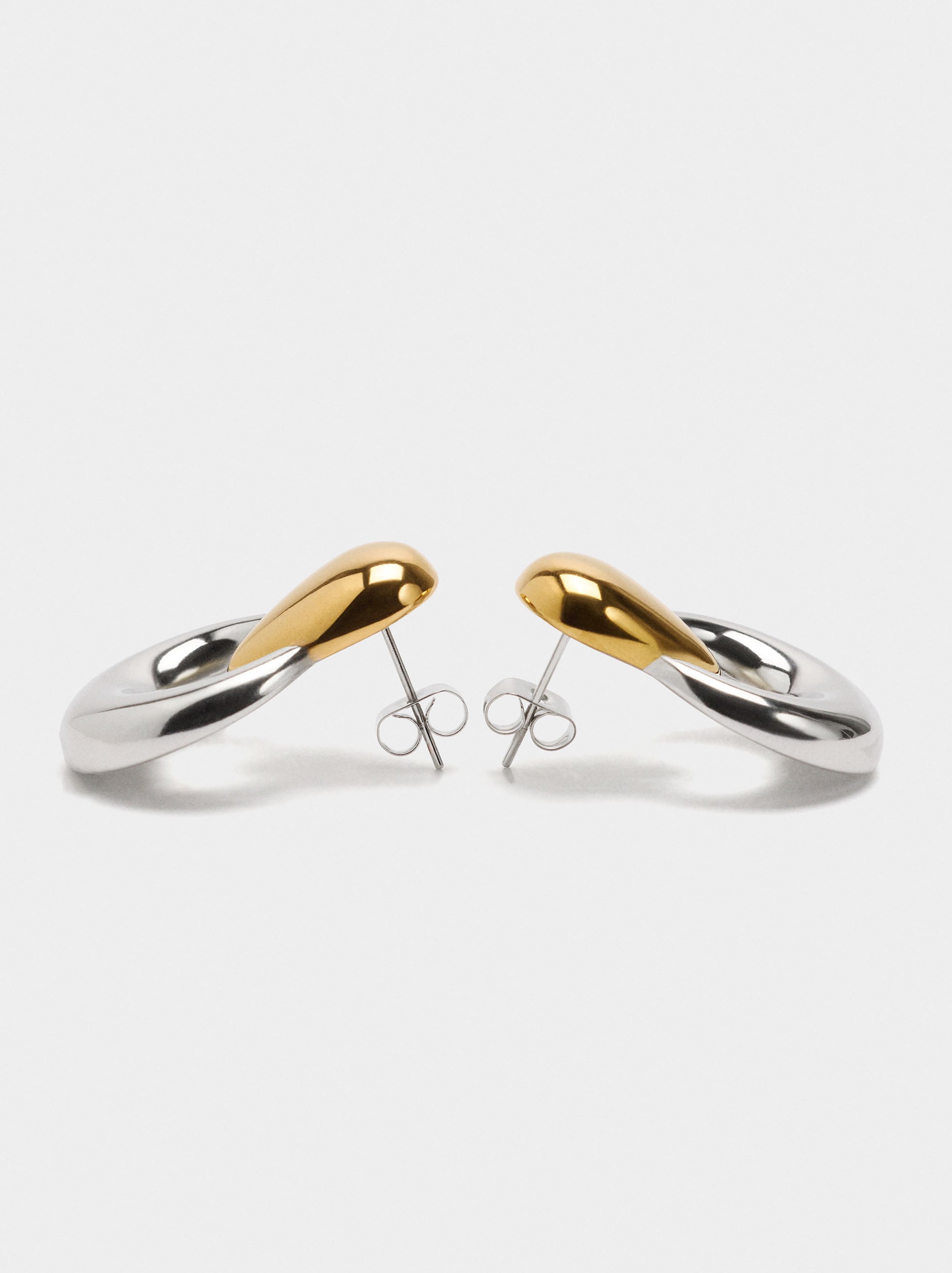 Pendientes Cortos Bicolor - Acero Inoxidable
