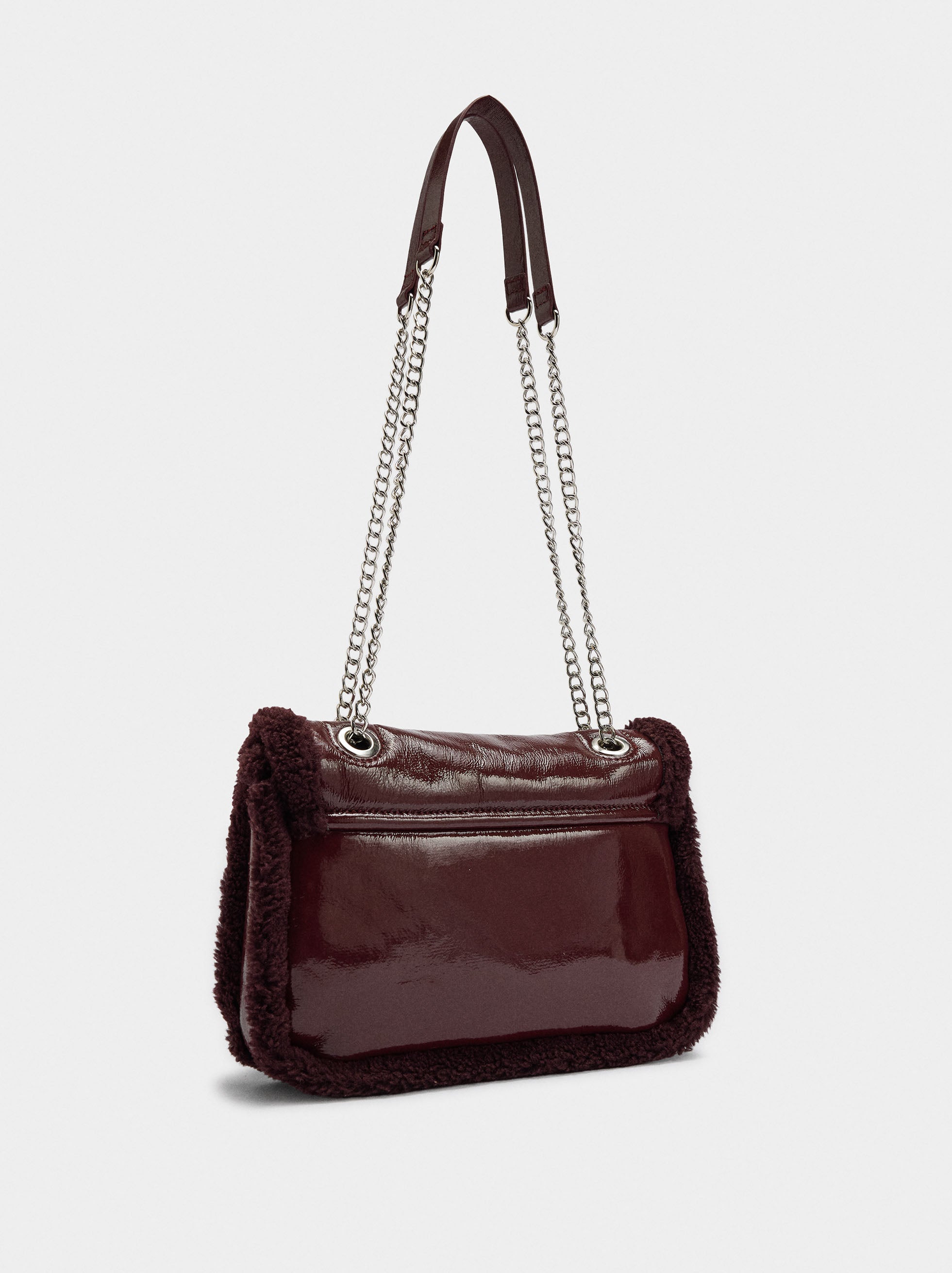Bolso De Hombro Con Bordes Efecto Pelo