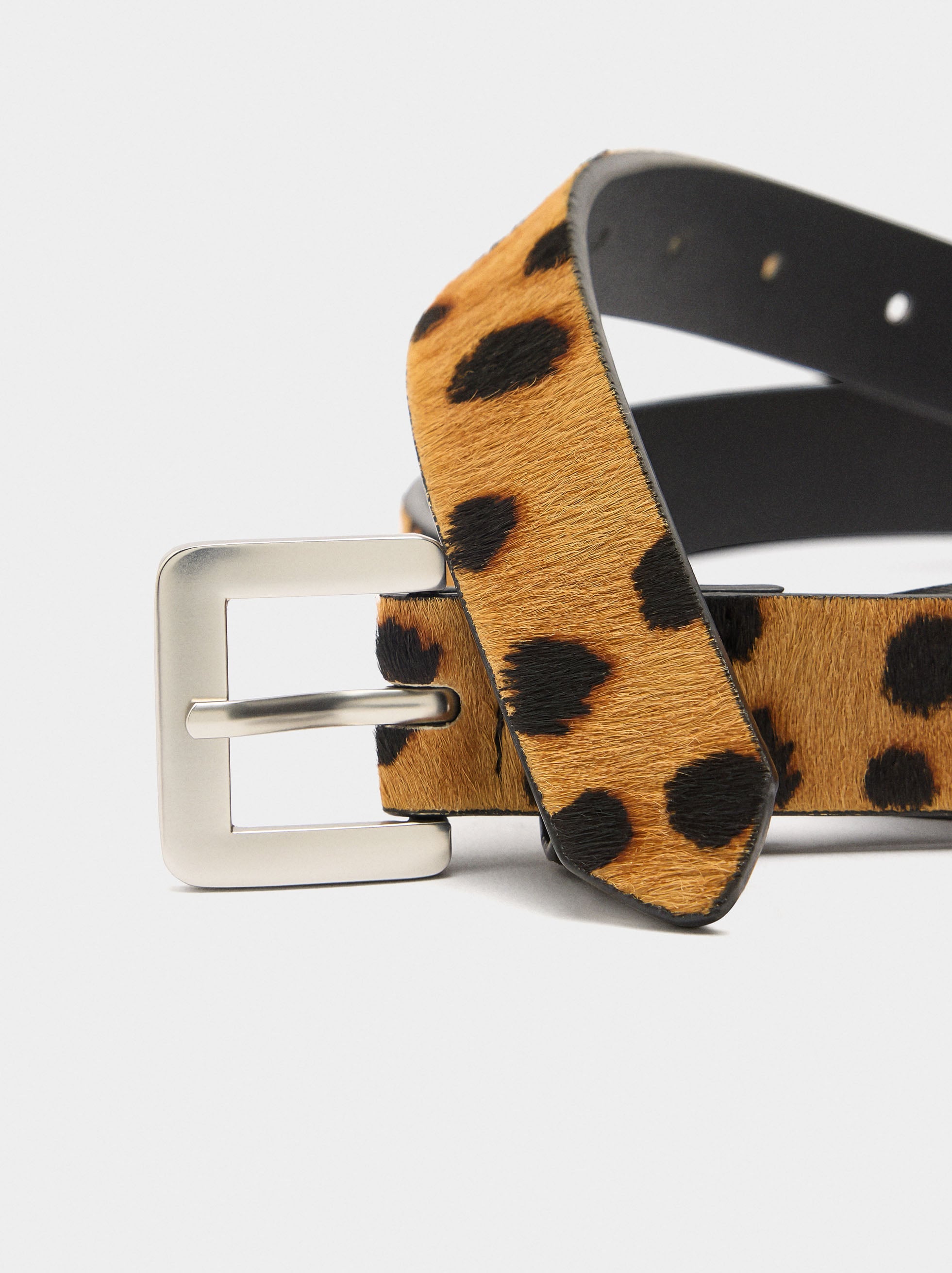 Cinturón De Piel Con Estampado Animal