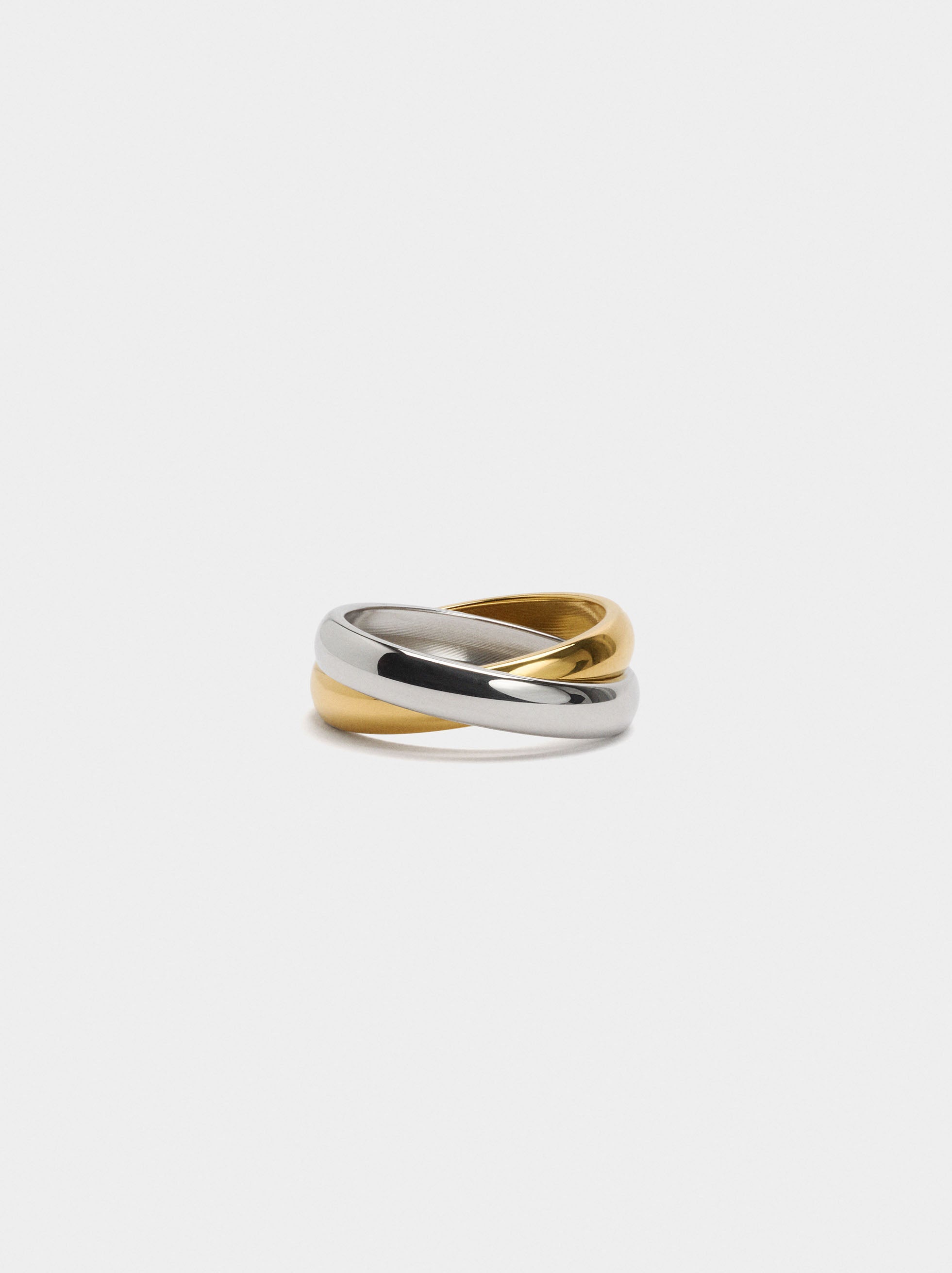 Anillo Cruzado Bicolor - Acero Inoxidable