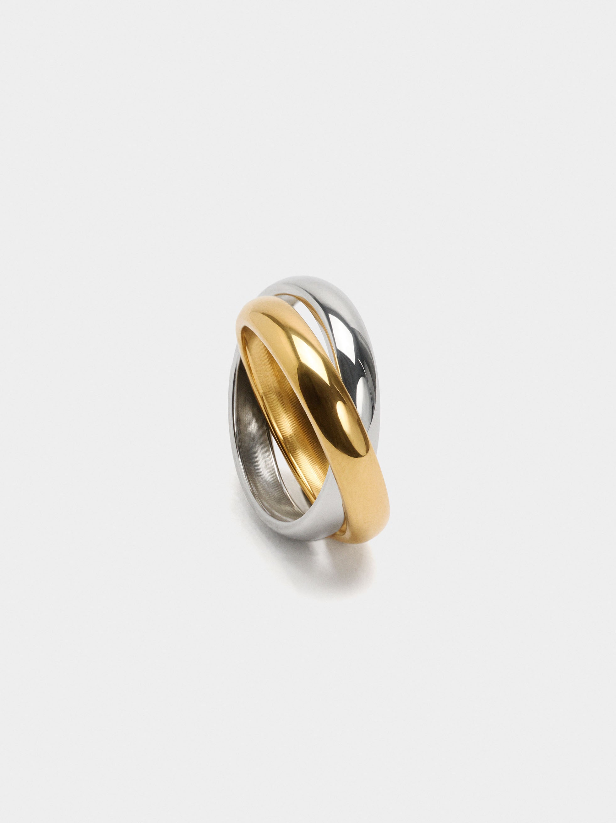 Anillo Cruzado Bicolor - Acero Inoxidable