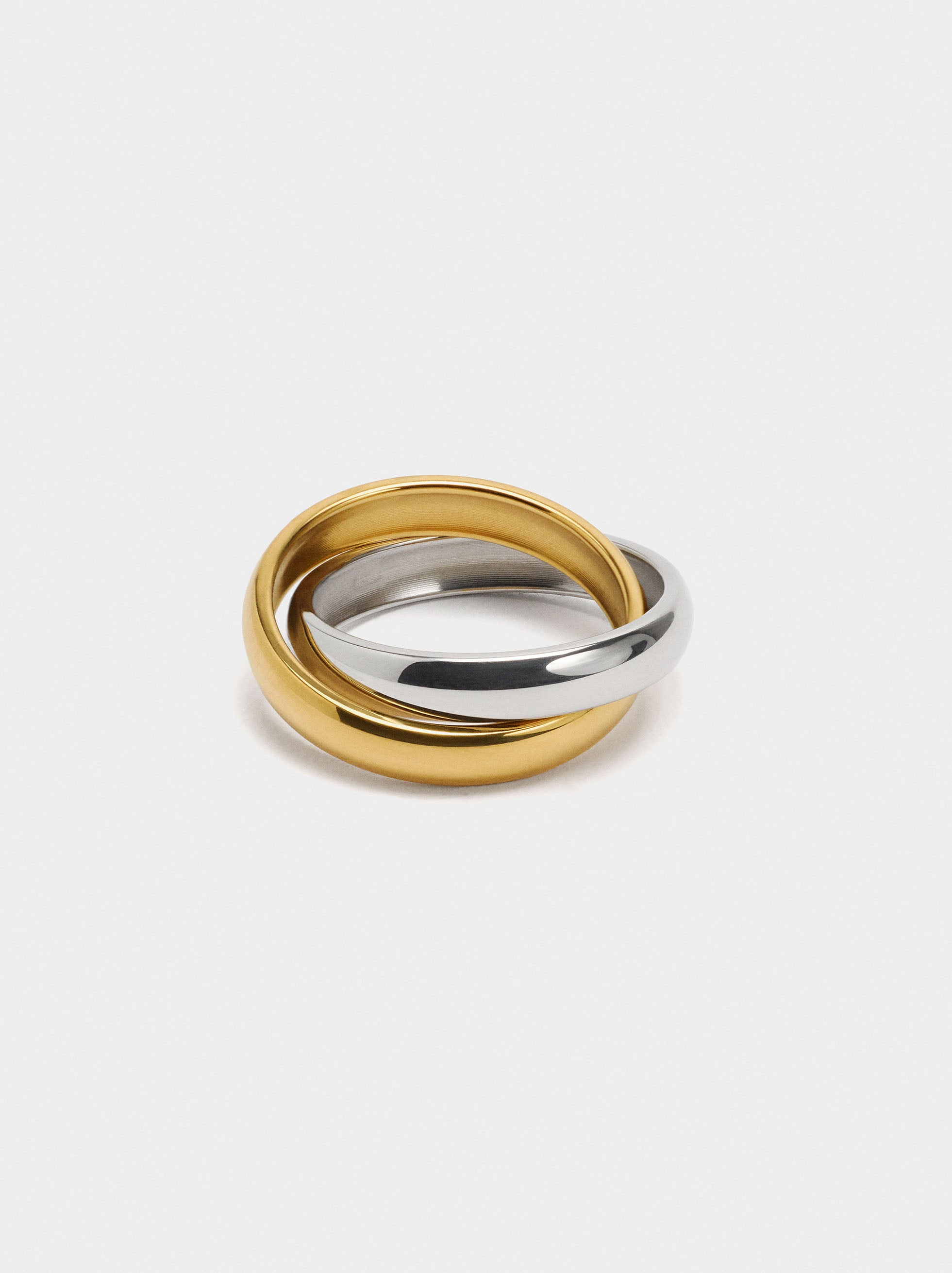 Anillo Cruzado Bicolor - Acero Inoxidable