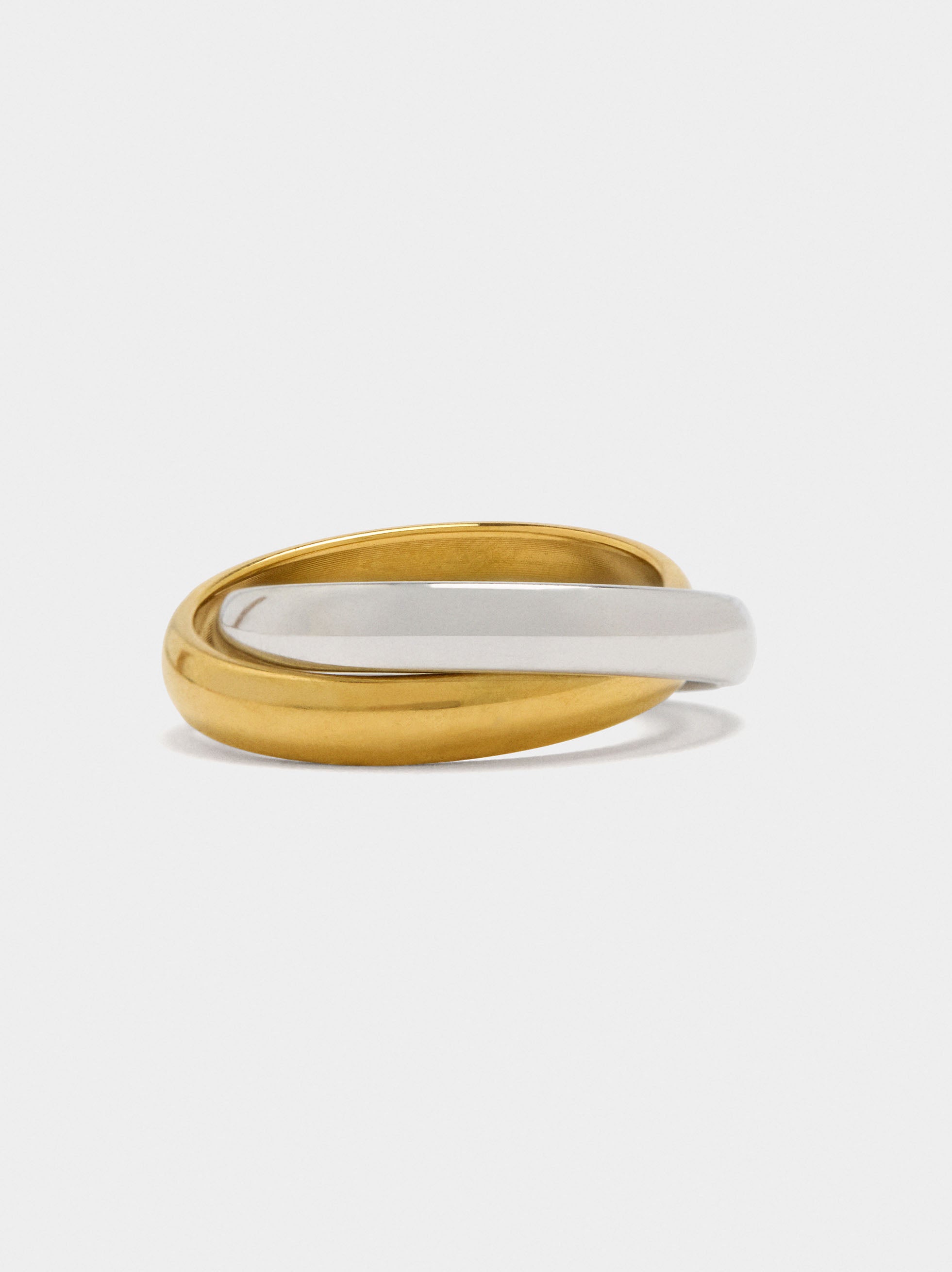 Anillo Cruzado Bicolor - Acero Inoxidable
