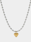 Collar Bicolor Con Colgante De Corazón - Acero Inoxidable