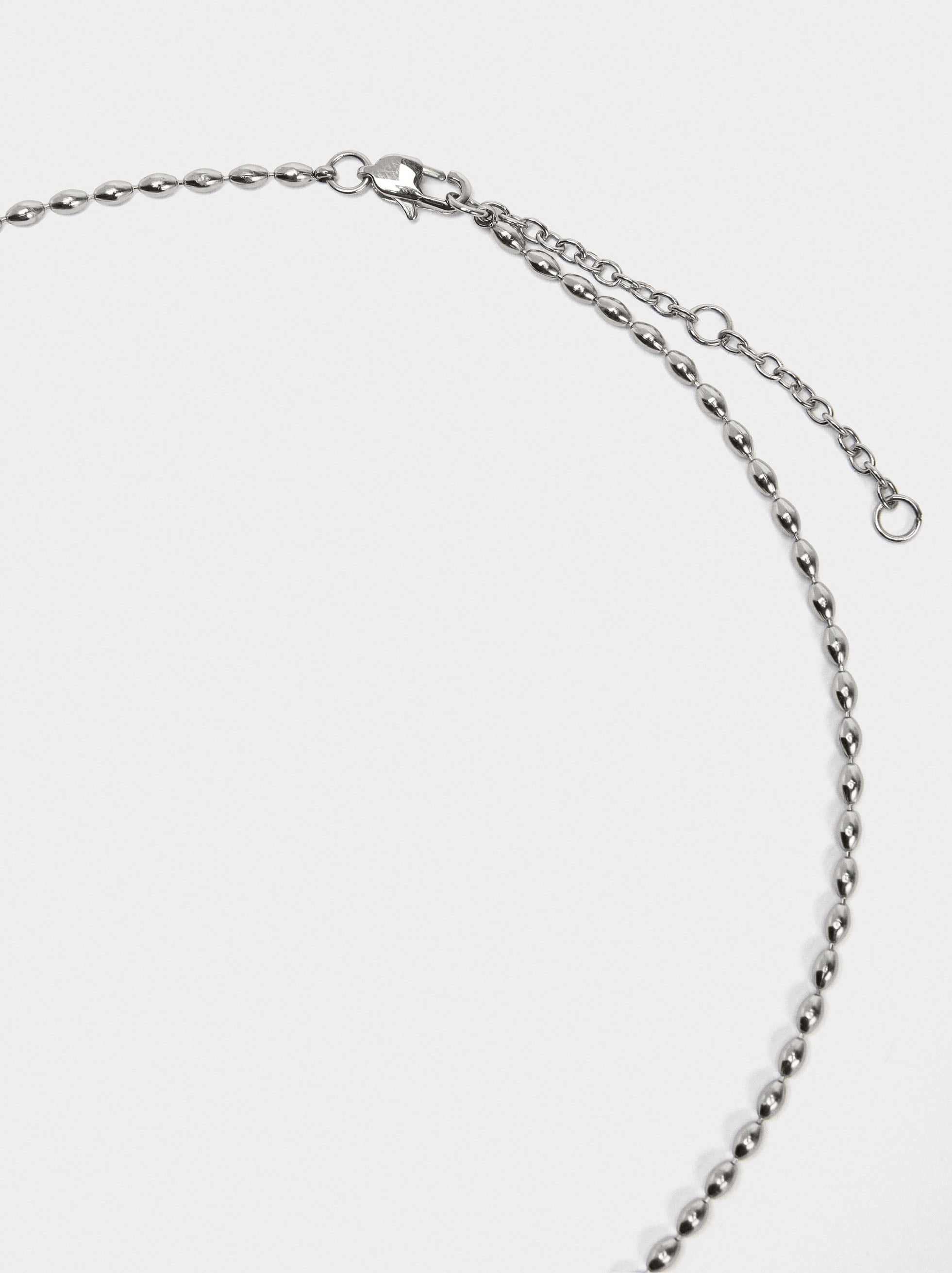 Collar Bicolor Con Colgante De Corazón - Acero Inoxidable