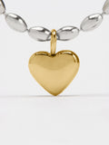 Collar Bicolor Con Colgante De Corazón - Acero Inoxidable