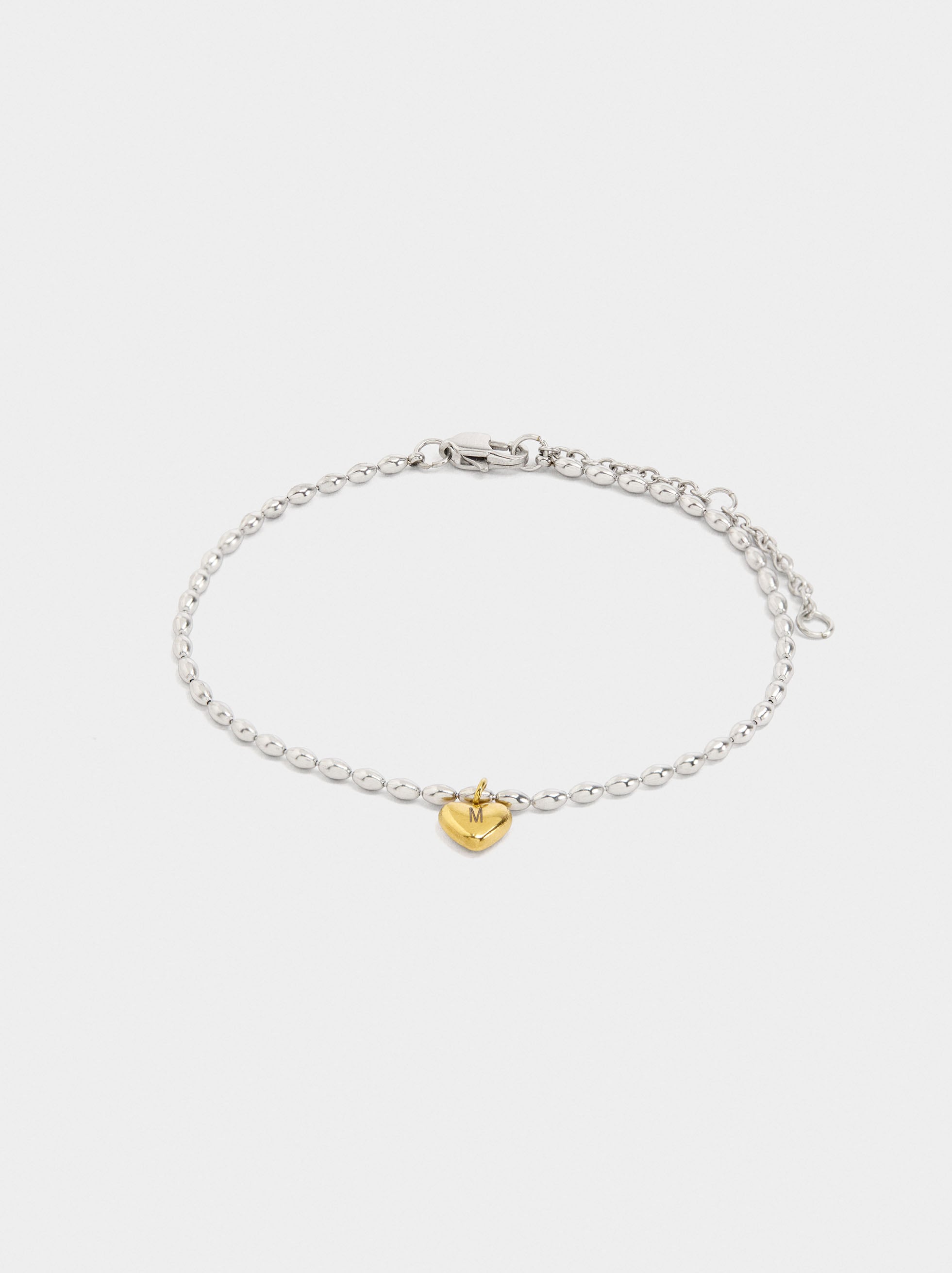 Pulsera Bicolor Colgante De Corazón - Acero Inoxidable