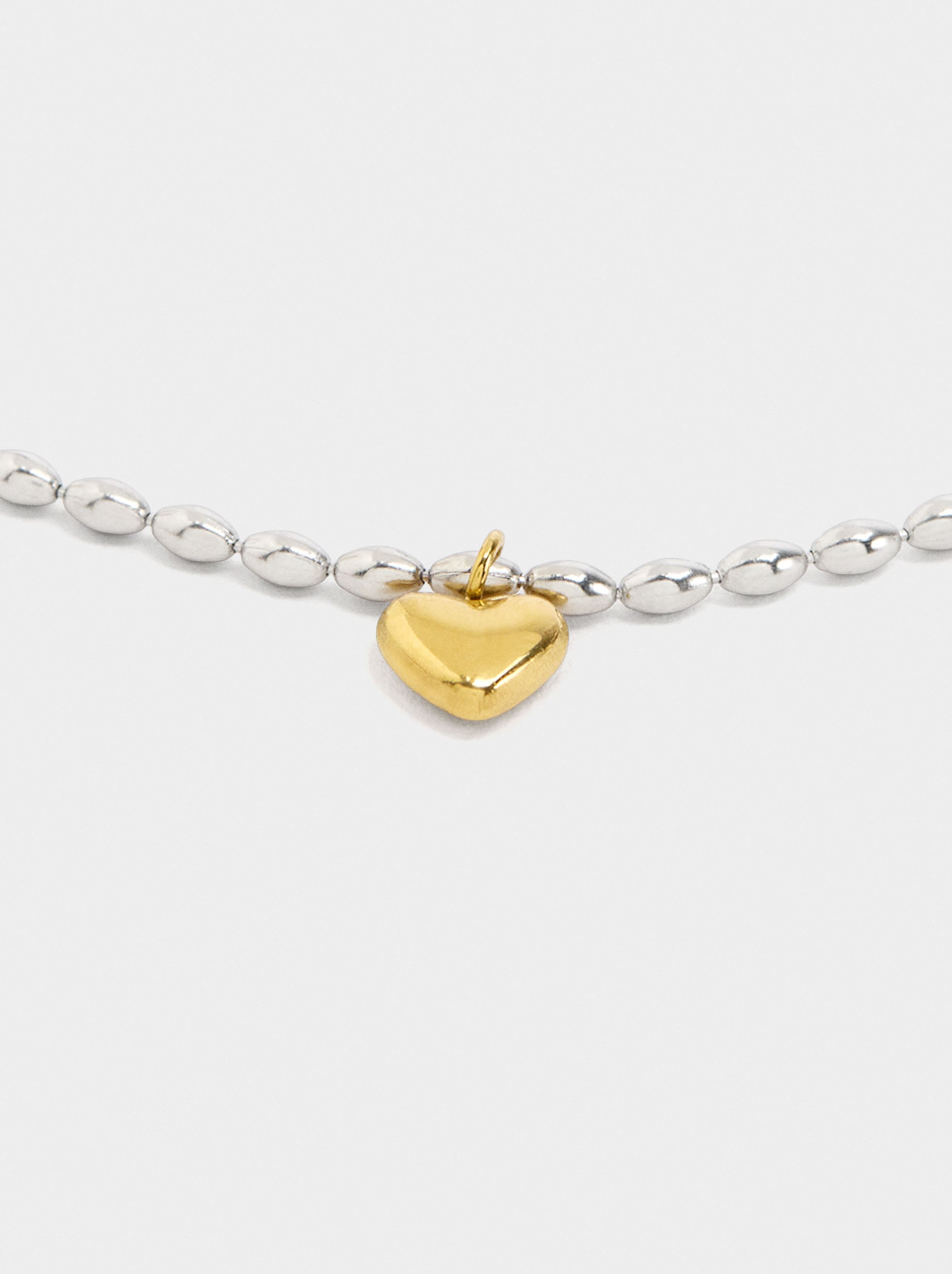 Pulsera Bicolor Colgante De Corazón - Acero Inoxidable